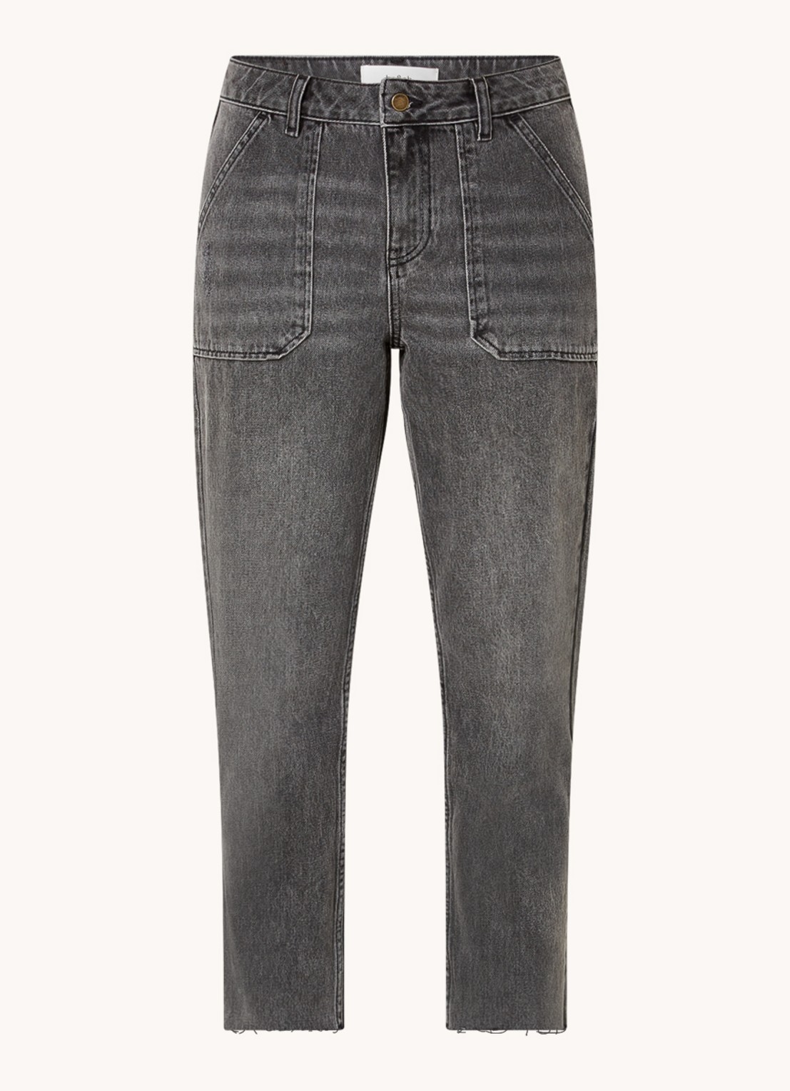Ba&sh Elly high waist tapered fit cropped jeans met verwassen afwerking - voorkant donkergrijs