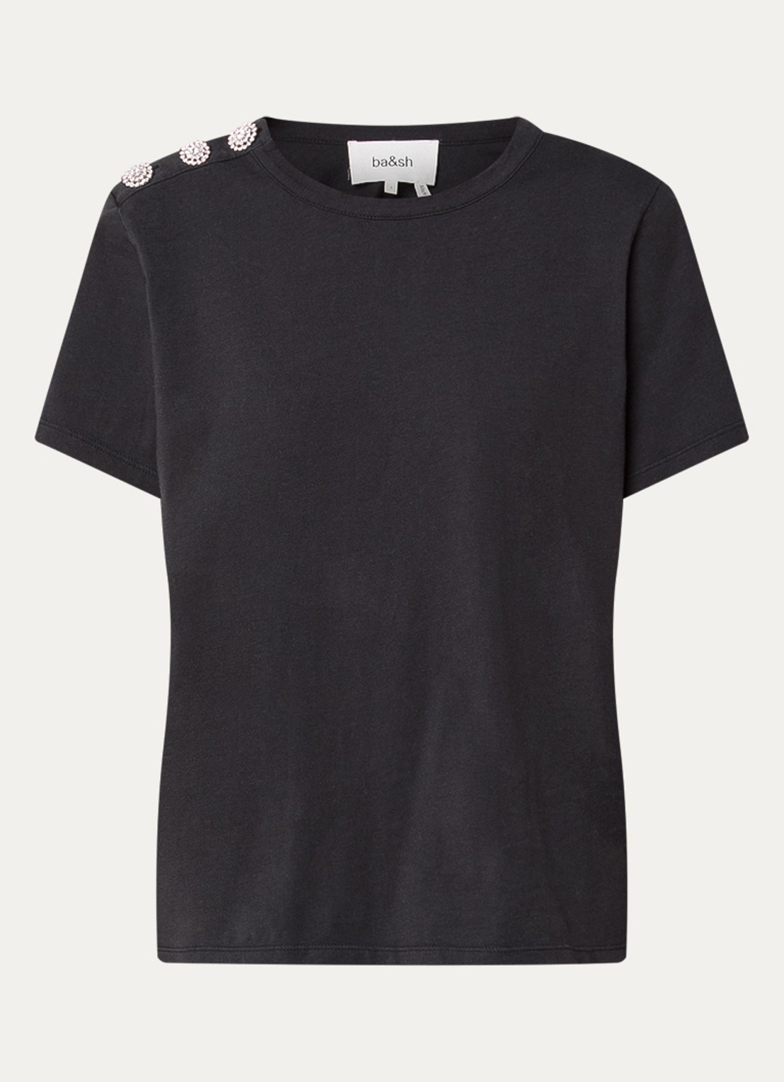 ba&sh Elmer T-shirt met sierknopen - voorkant 2 antraciet