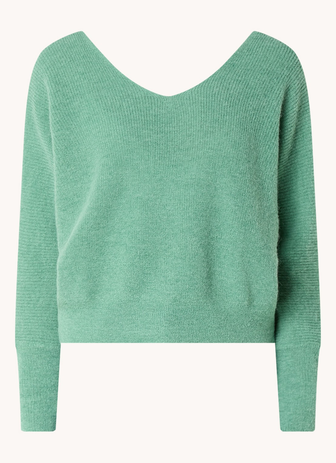ba&sh Elsa grofgebreid vest in alpaca wolblend met V-hals - voorkant 2 mint