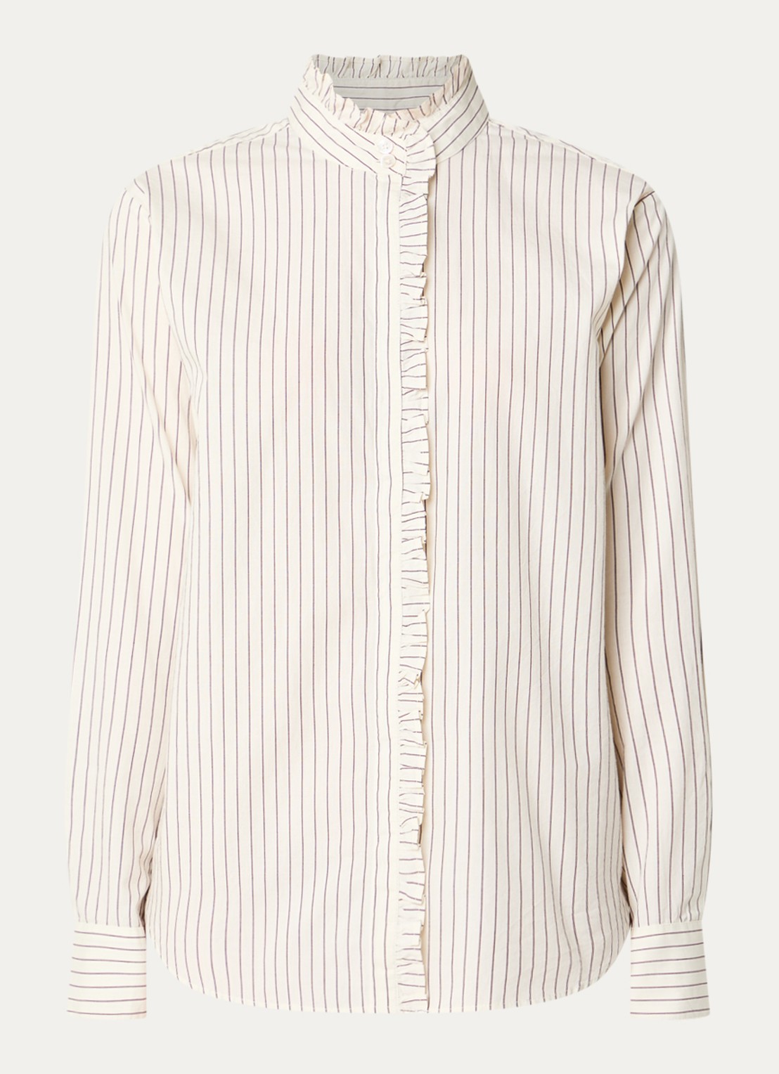 ba&sh Elvire blouse met opstaande kraag - voorkant 3 gebroken wit