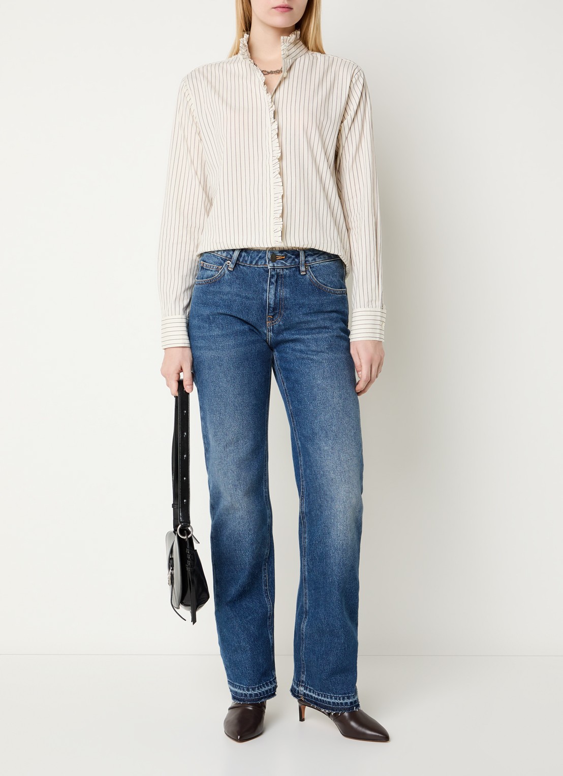ba&sh Elvire blouse met opstaande kraag - voorkant 4 gebroken wit
