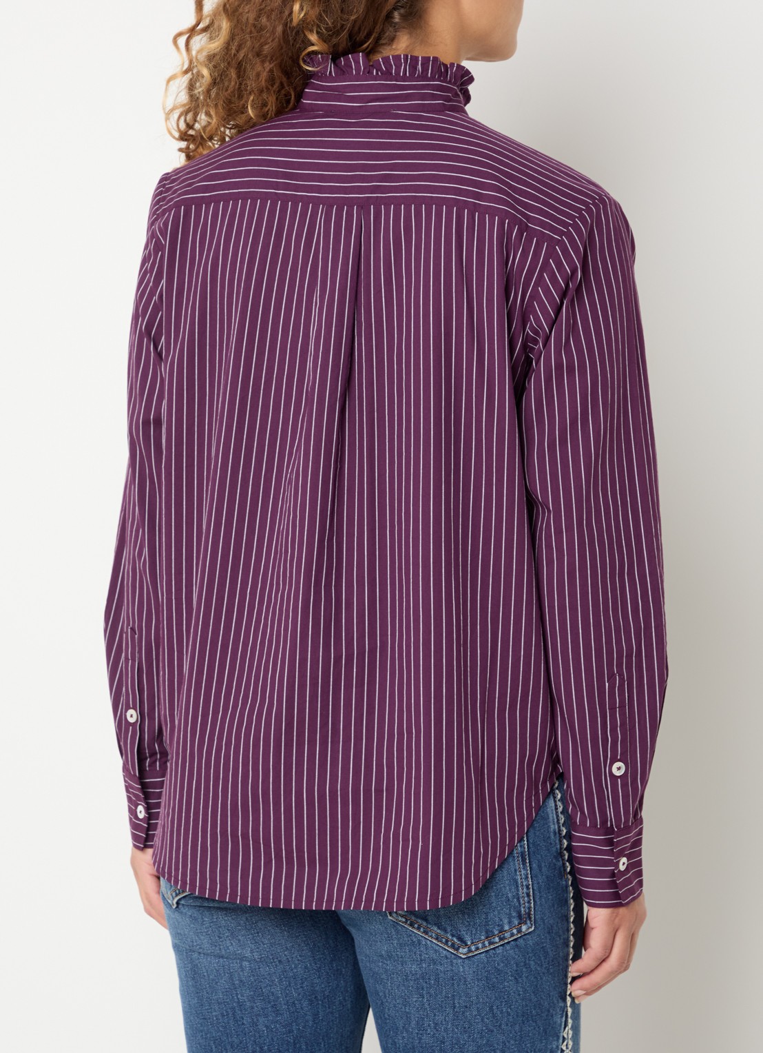 ba&sh Elvire blouse met opstaande kraag - achterkant 4 cranberryrood