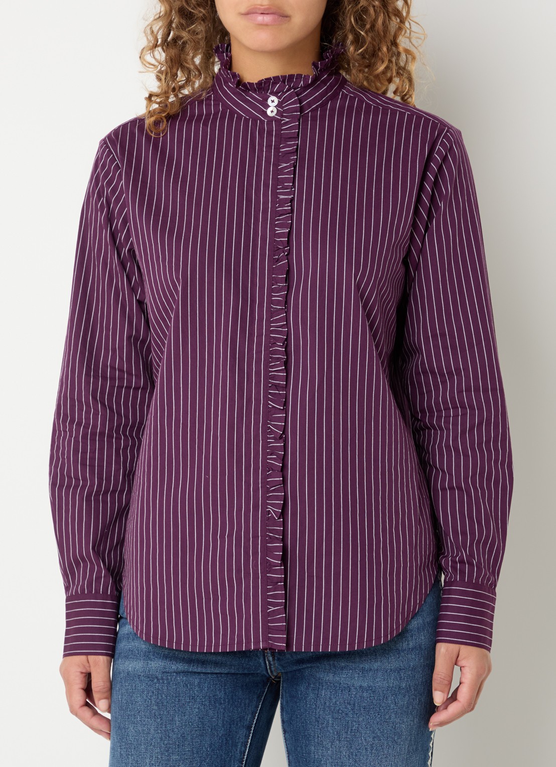 ba&sh Elvire blouse met opstaande kraag - detail 3 cranberryrood