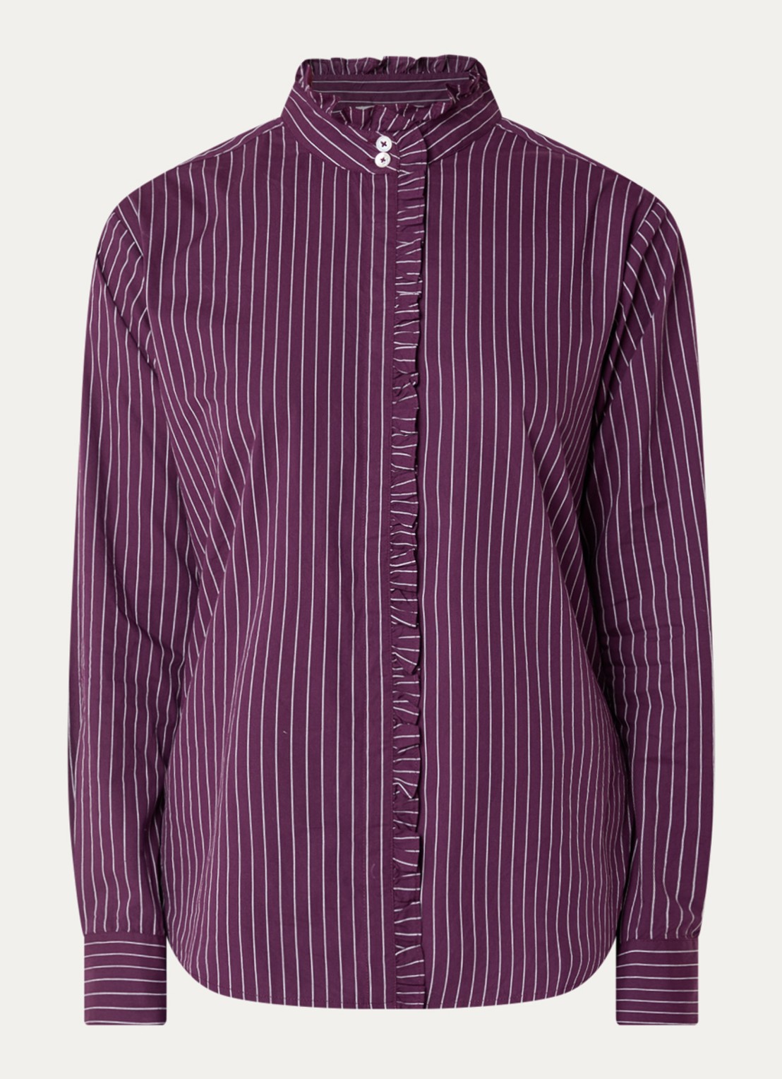 ba&sh Elvire blouse met opstaande kraag - voorkant cranberryrood