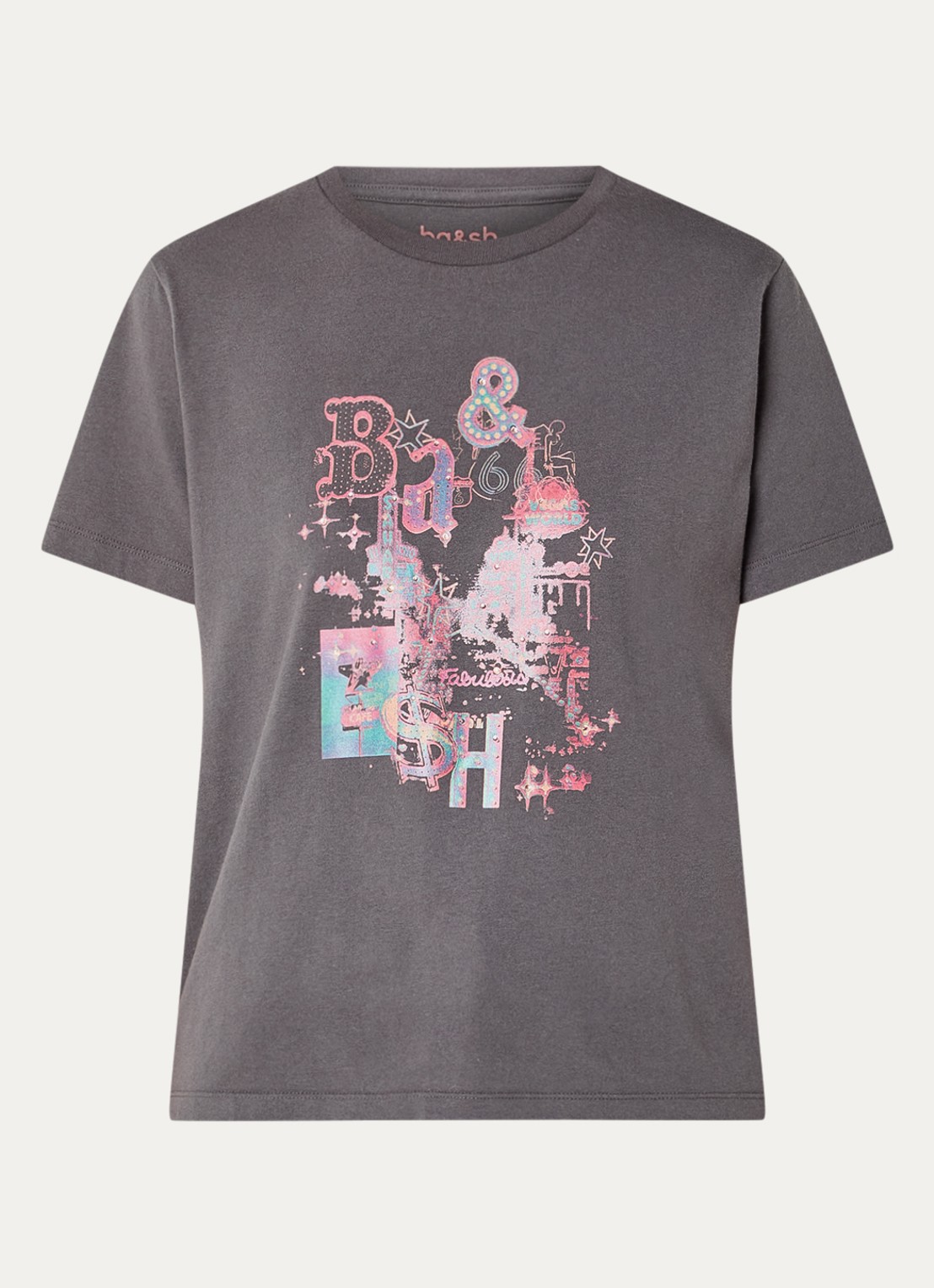 ba&sh Erave T-shirt met logoprint - voorkant antraciet