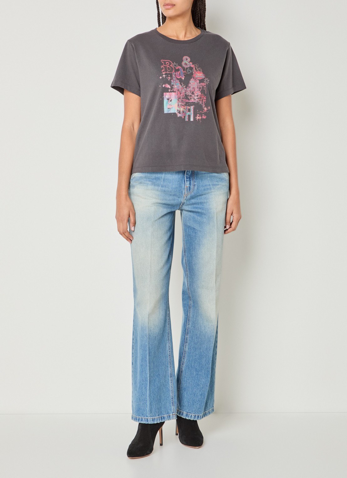 ba&sh Erave T-shirt met logoprint - voorkant 2 antraciet