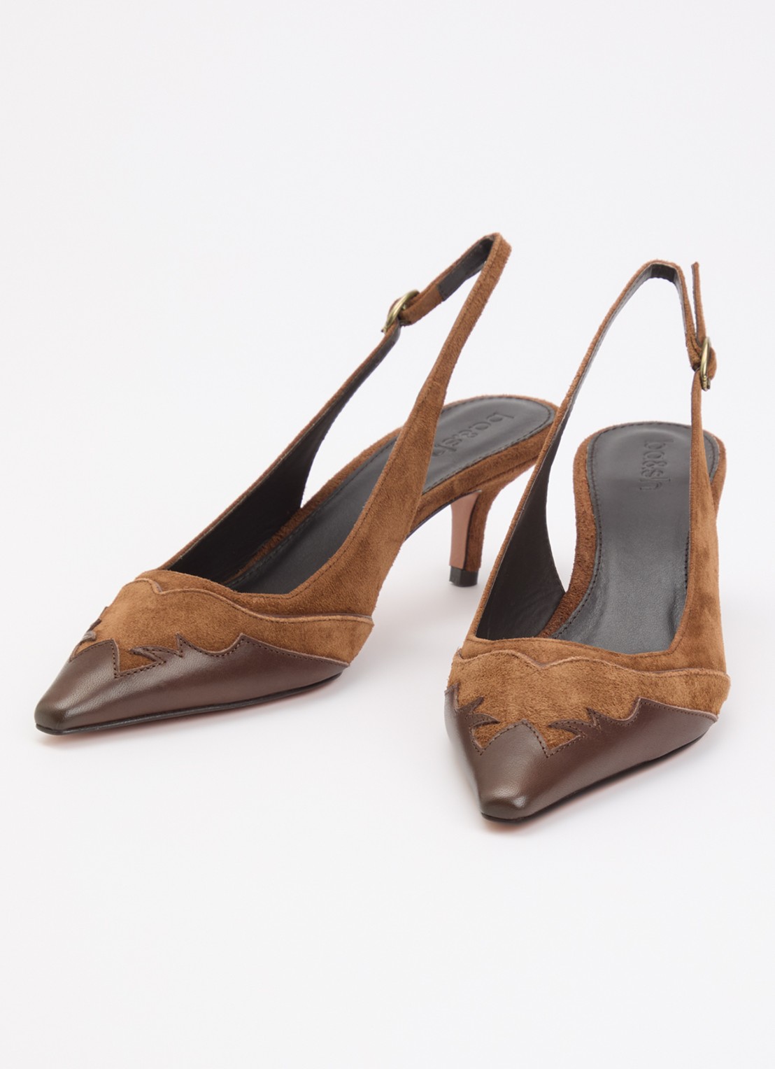 ba&sh Escarpins Casta slingback van suède - detail 2 bruin