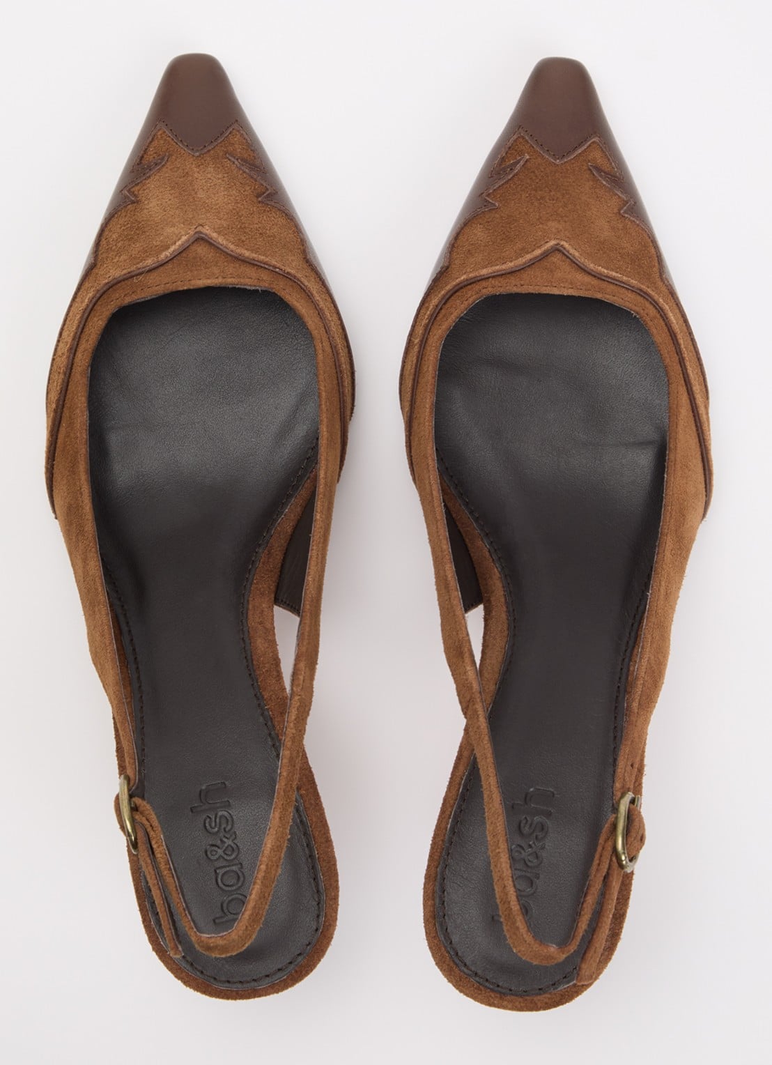 ba&sh Escarpins Casta slingback van suède - detail 3 bruin