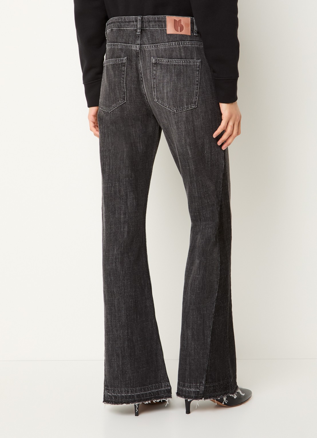 ba&sh Fadou high waist flared jeans met gekleurde wassing - achterkant 3 donkergrijs