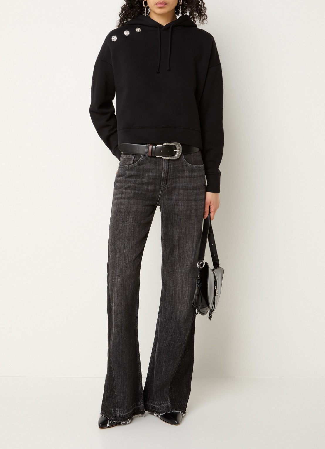 ba&sh Fadou high waist flared jeans met gekleurde wassing - voorkant 5 donkergrijs