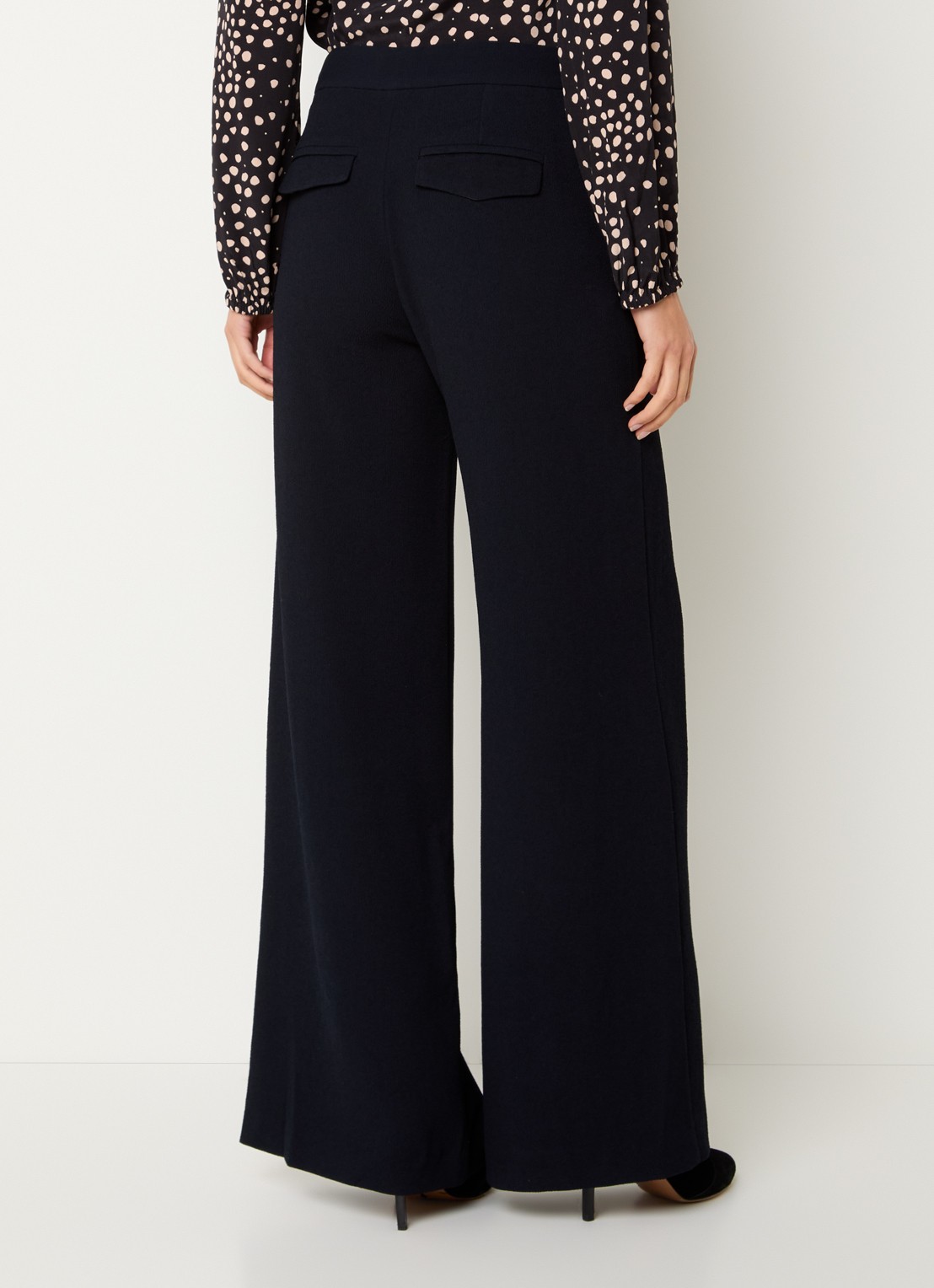 ba&sh Falcon high waist wide fit pantalon met split en sierknopen - achterkant 4 donkerblauw