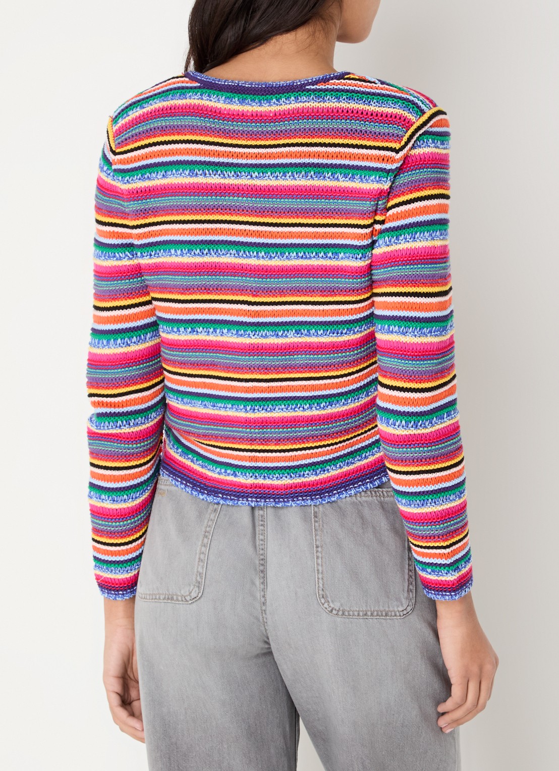 ba&sh Fanny grofgebreid vest met schoudervulling en opgestikte zakken - achterkant 4 blauw