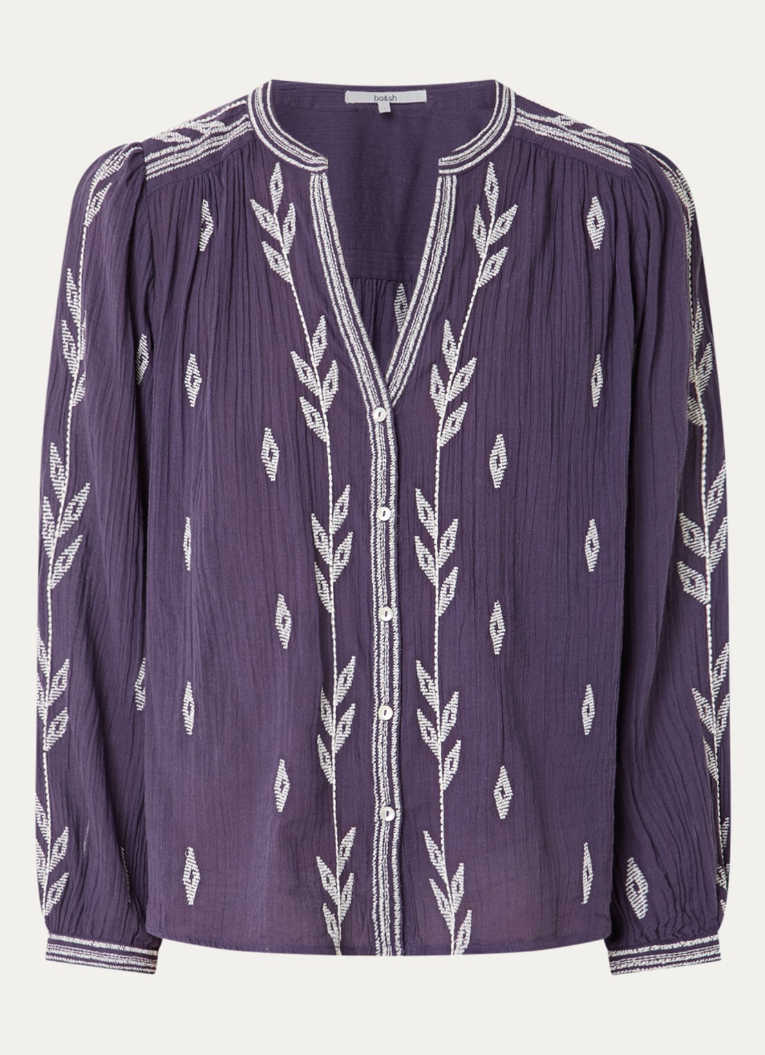 ba&sh Fedora blouse met borduring - voorkant paars