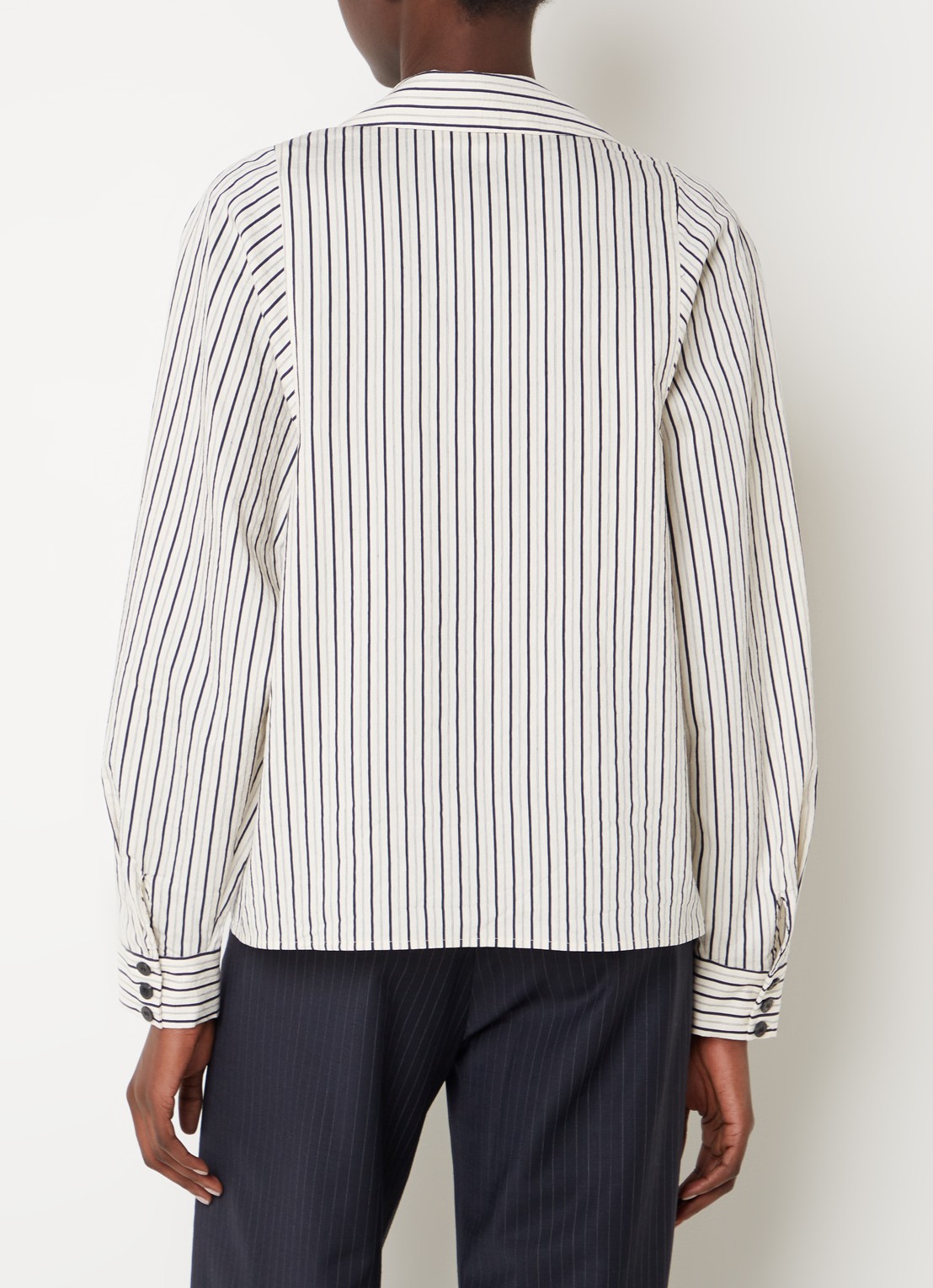 ba&sh Felicia tuniek met streepprint - achterkant 3 creme