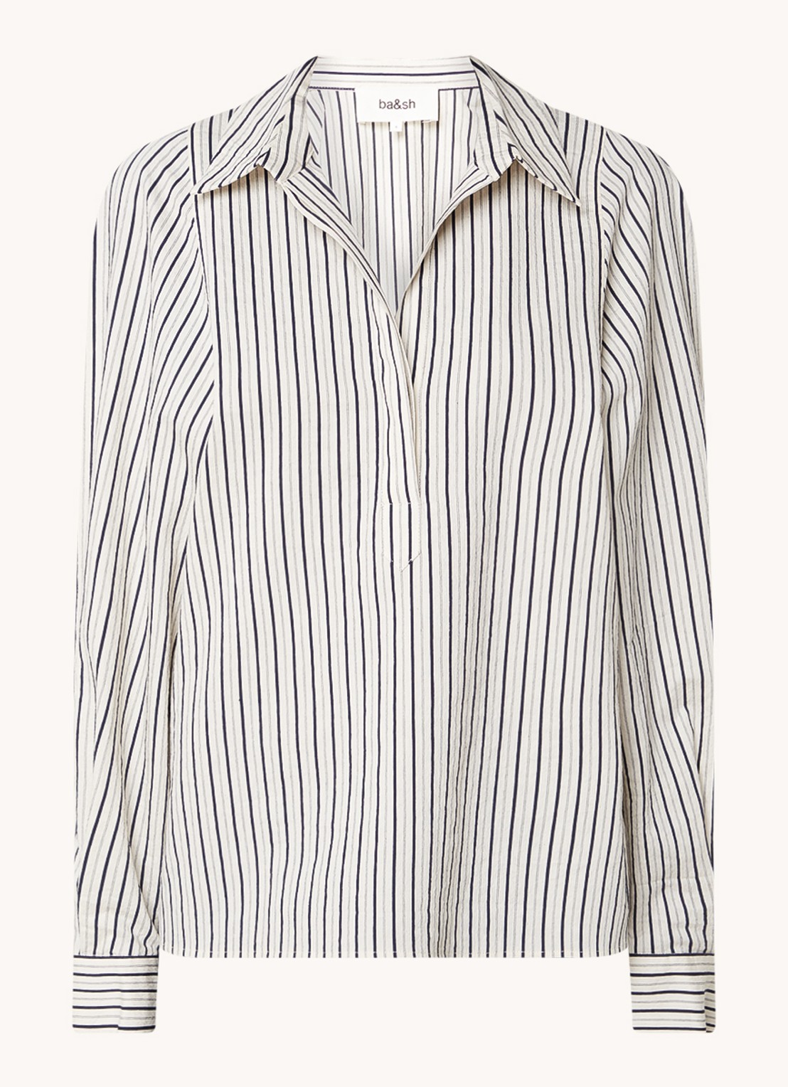 ba&sh Felicia tuniek met streepprint - voorkant 4 creme