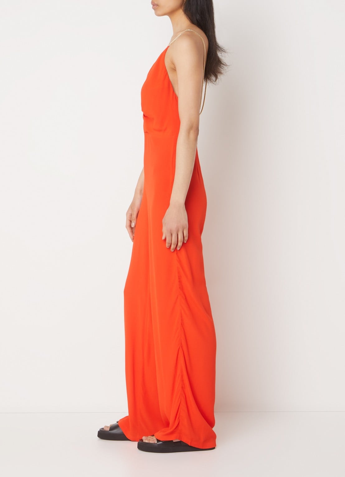 ba&sh Fifia loose fit jumpsuit met rugdecolleté  - achterkant oranjerood