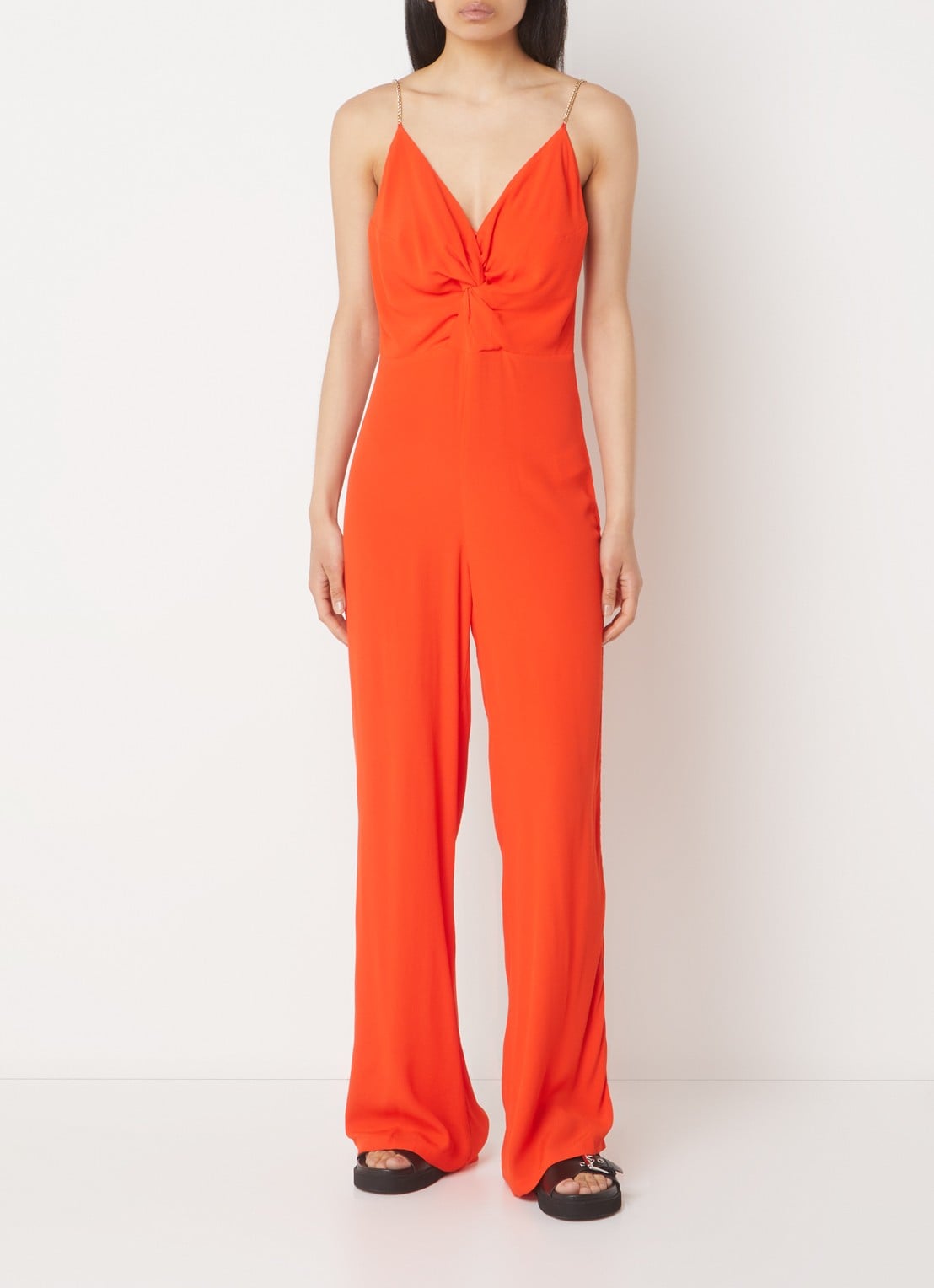 ba&sh Fifia loose fit jumpsuit met rugdecolleté  - detail 2 oranjerood