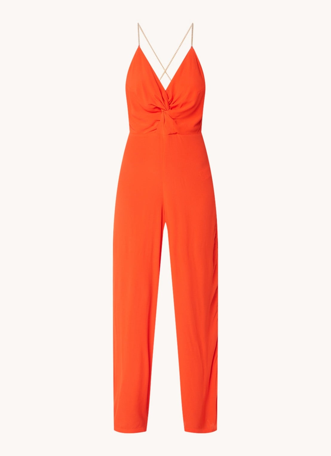 ba&sh Fifia loose fit jumpsuit met rugdecolleté  - voorkant 3 oranjerood