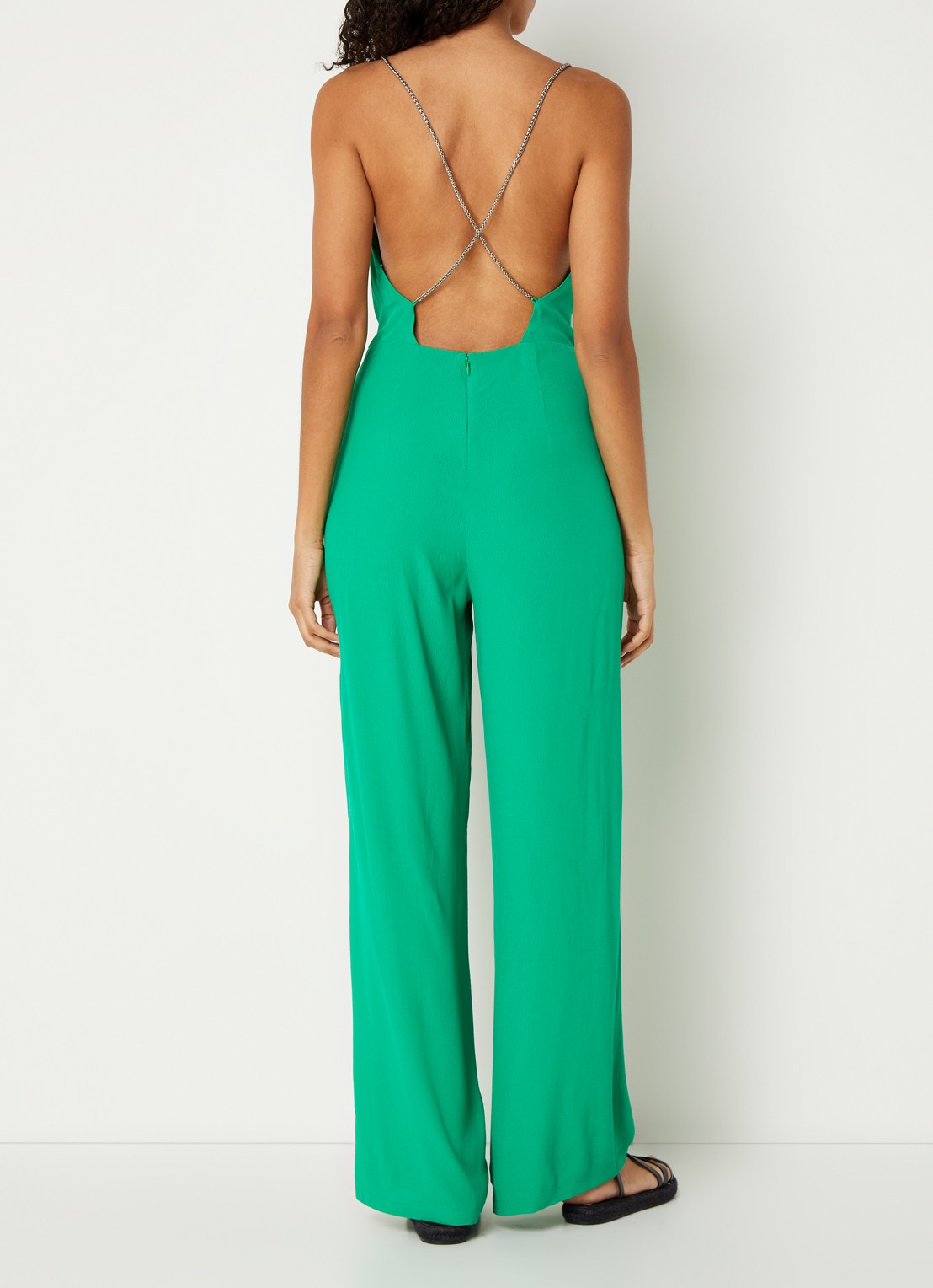ba&sh Fifia loose fit jumpsuit met rugdecolleté  - achterkant groen
