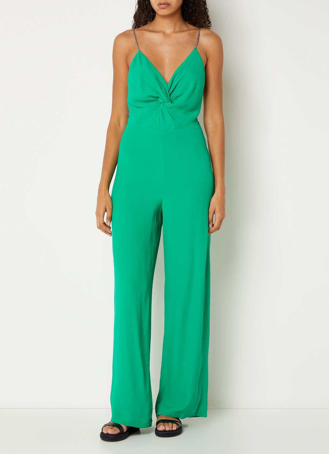 ba&sh Fifia loose fit jumpsuit met rugdecolleté  - detail 4 groen