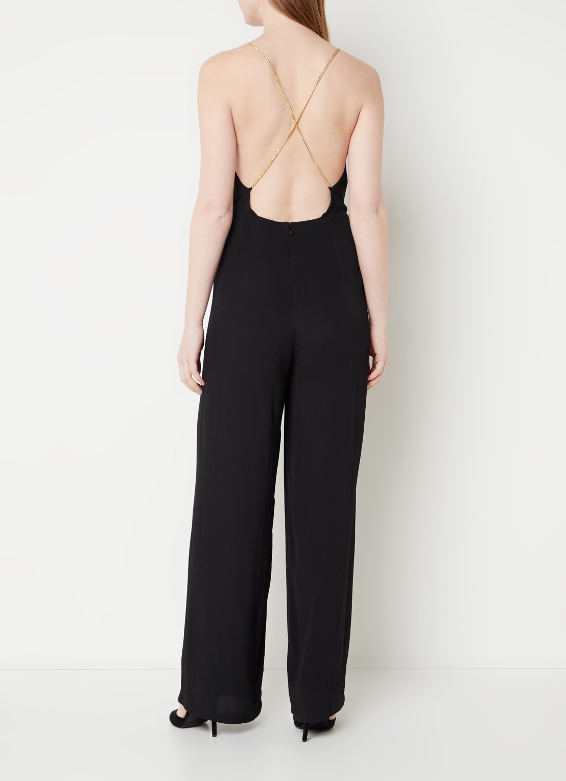 Ba&sh Fifia wide fit jumpsuit met kettingdetail en rugdecolleté - achterkant 4 zwart