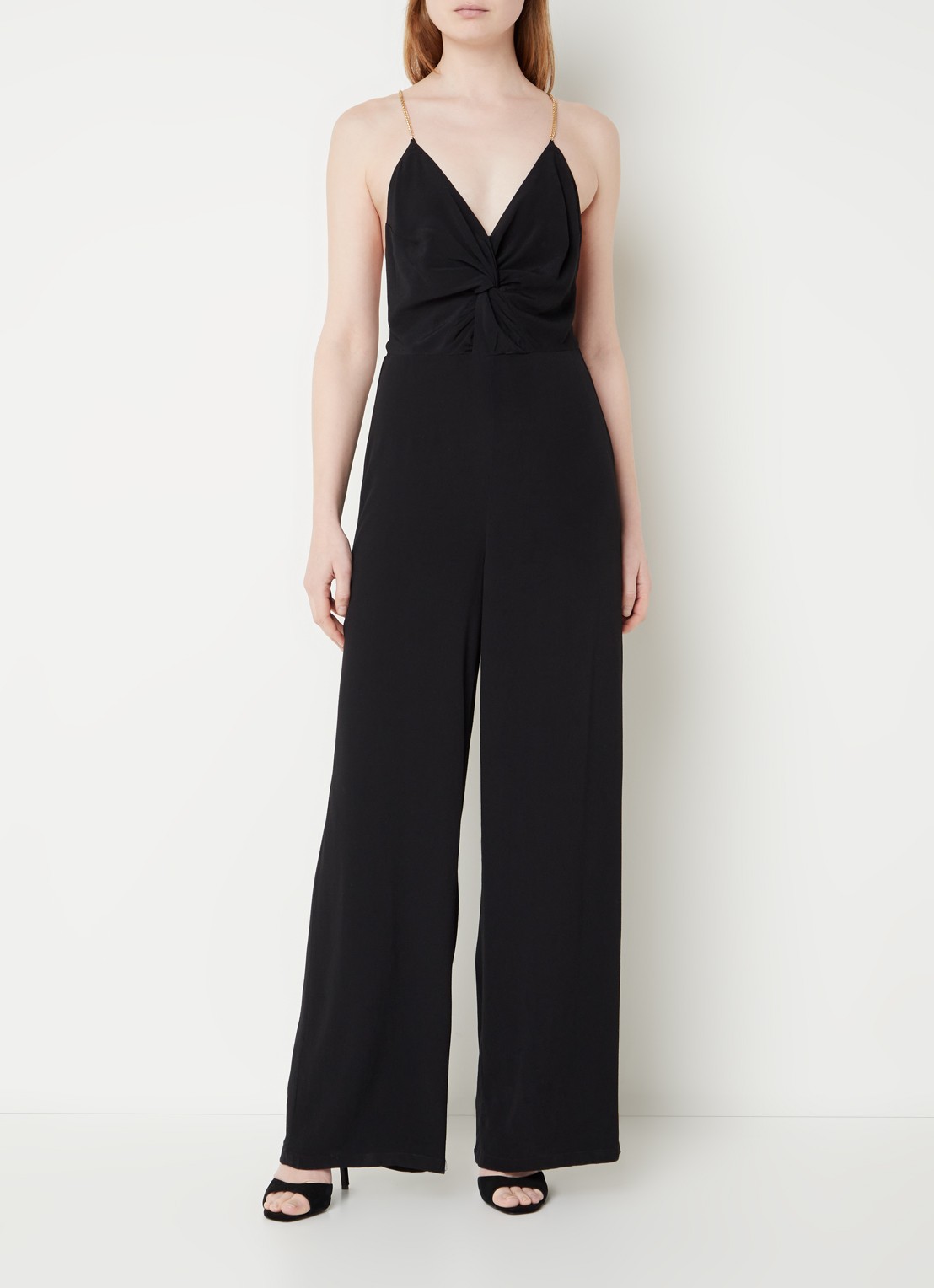 Ba&sh Fifia wide fit jumpsuit met kettingdetail en rugdecolleté - detail 3 zwart