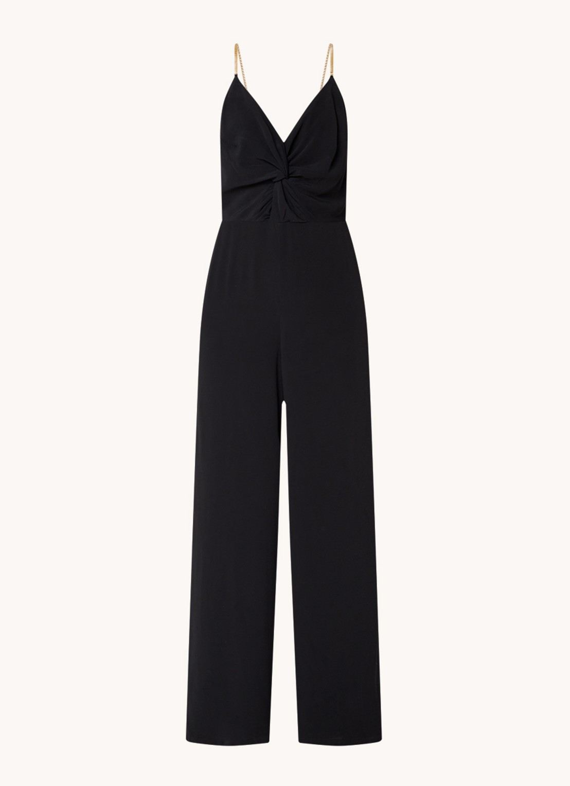 Ba&sh Fifia wide fit jumpsuit met kettingdetail en rugdecolleté - voorkant zwart