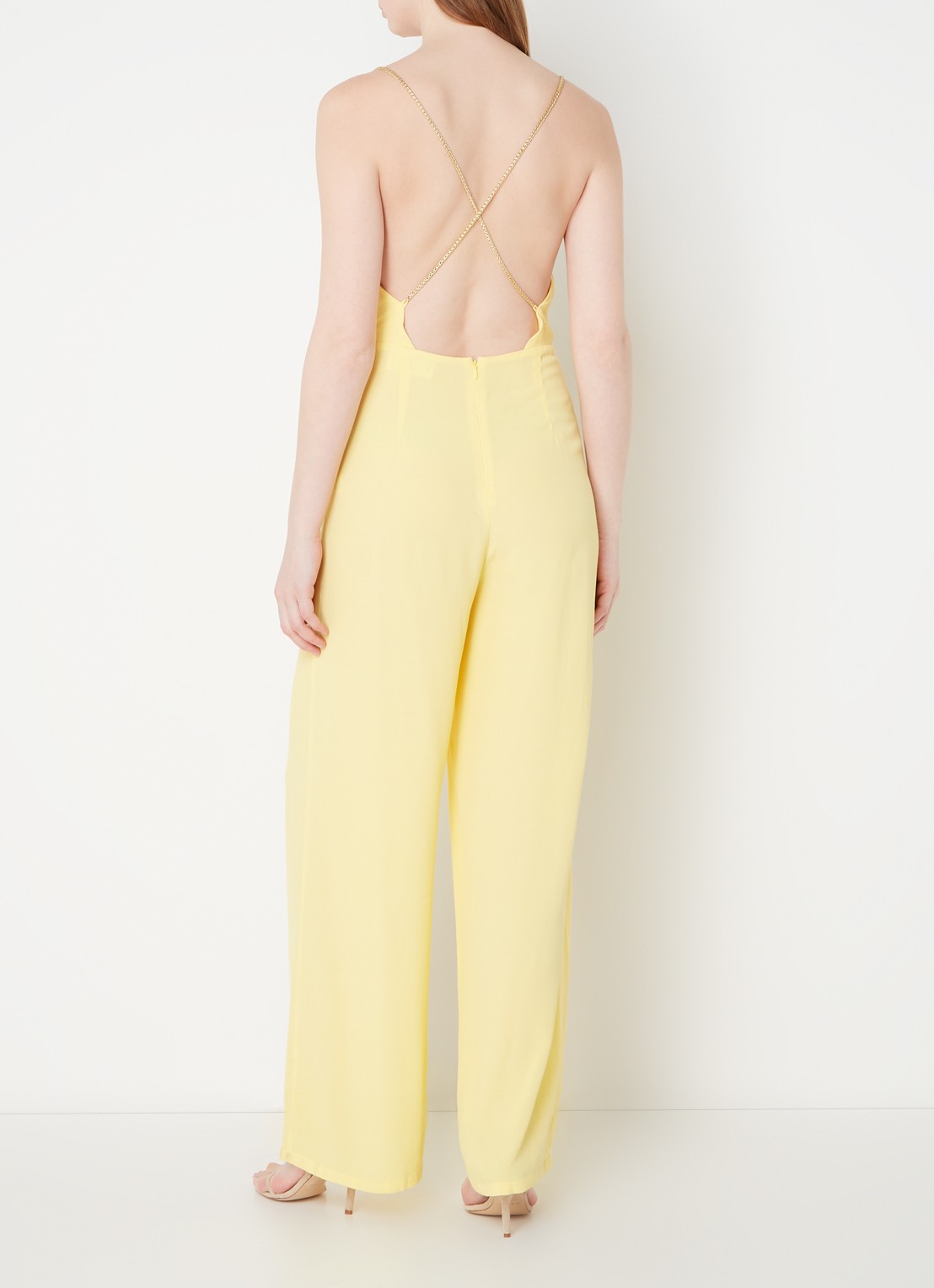 Ba&sh Fifia wide fit jumpsuit met kettingdetail en rugdecolleté - achterkant 4 abrikoos