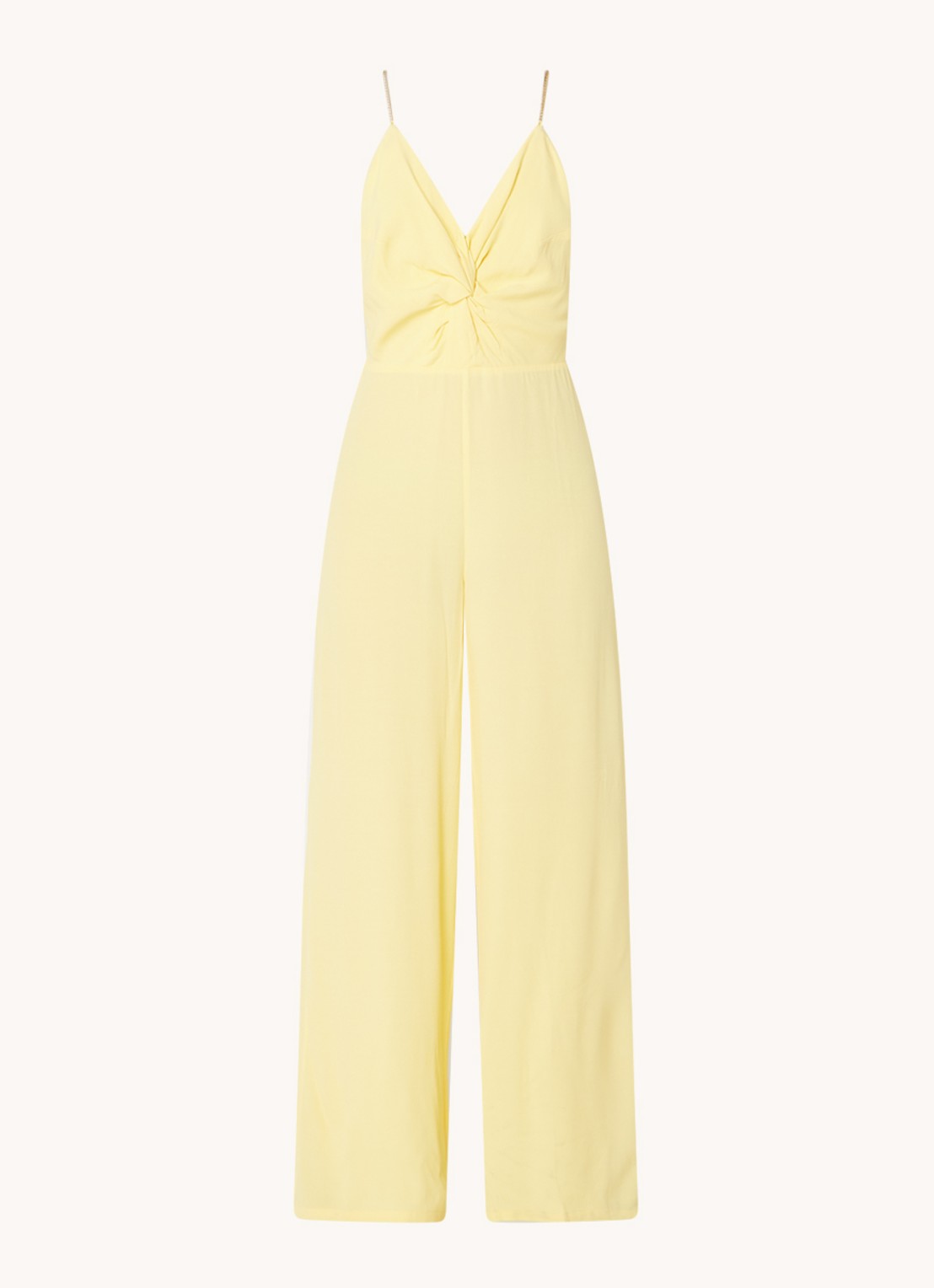 Ba&sh Fifia wide fit jumpsuit met kettingdetail en rugdecolleté - voorkant 2 abrikoos