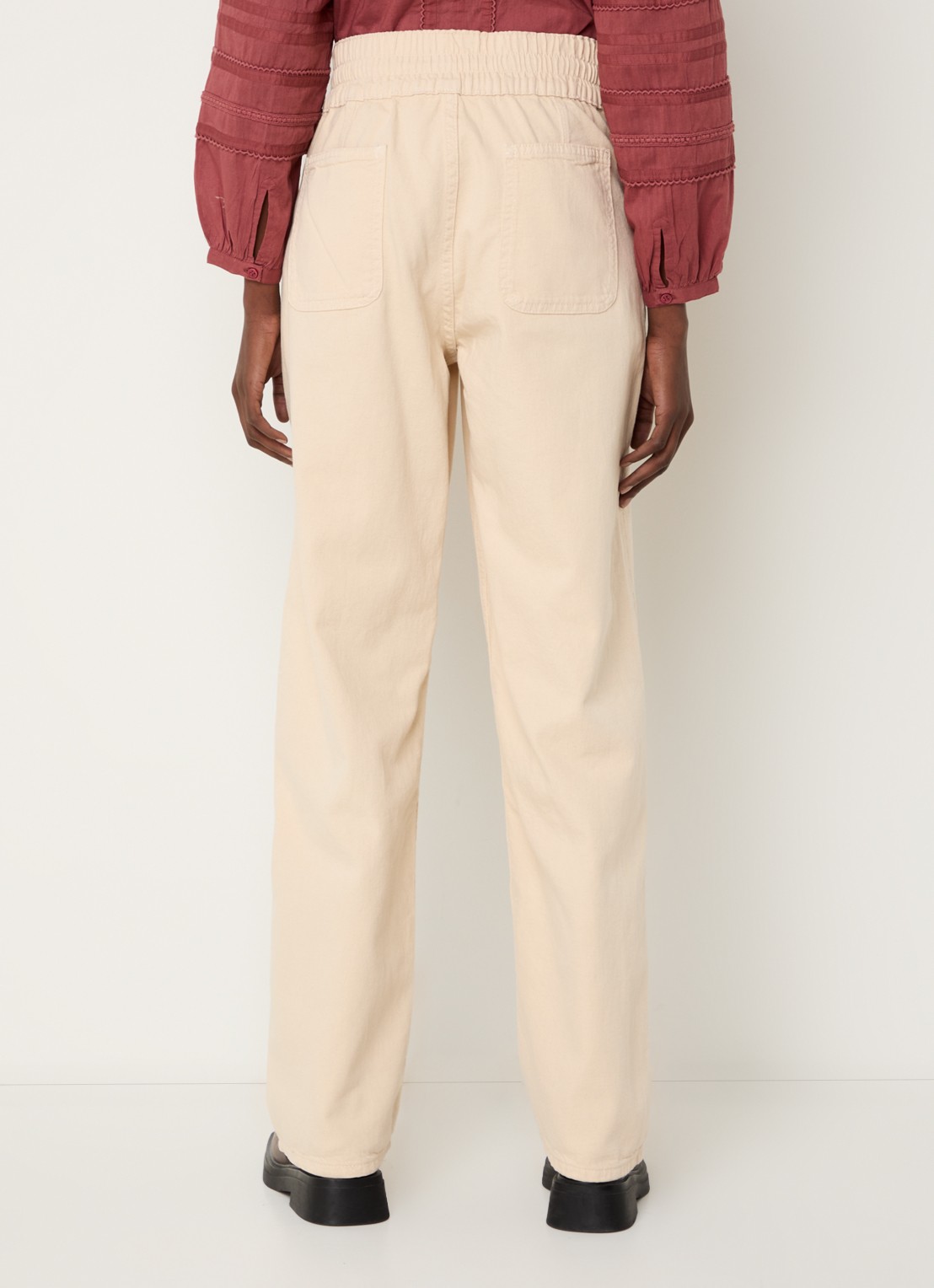 ba&sh Fima high waist straight fit broek met steekzakken - achterkant gebroken wit