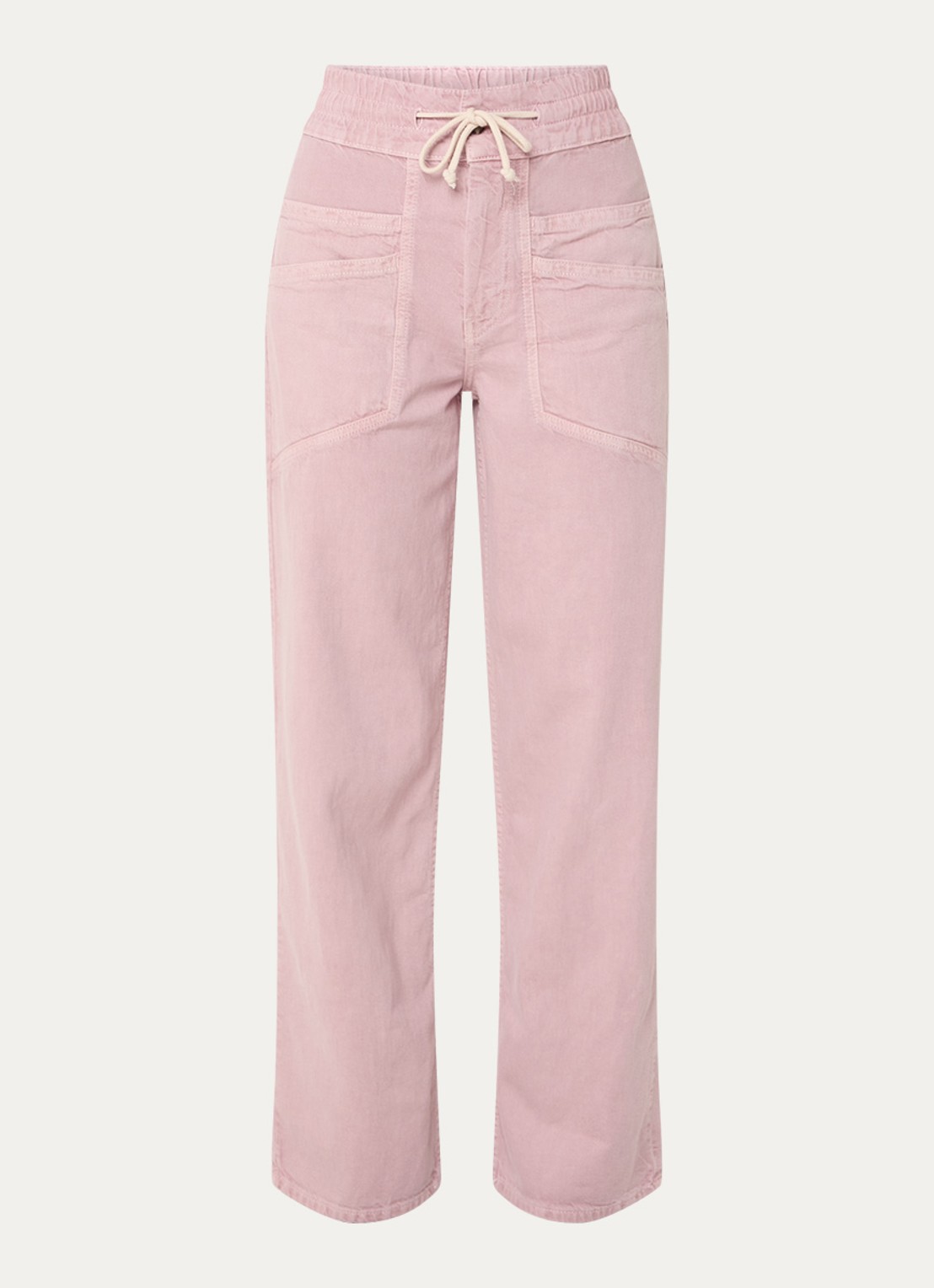 ba&sh Fima high waist straight fit broek met steekzakken - voorkant lichtroze