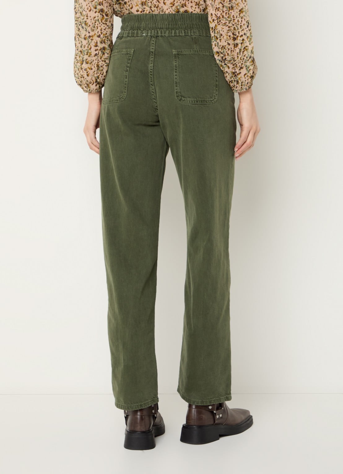 ba&sh Fima high waist straight fit broek met steekzakken - achterkant donkergroen