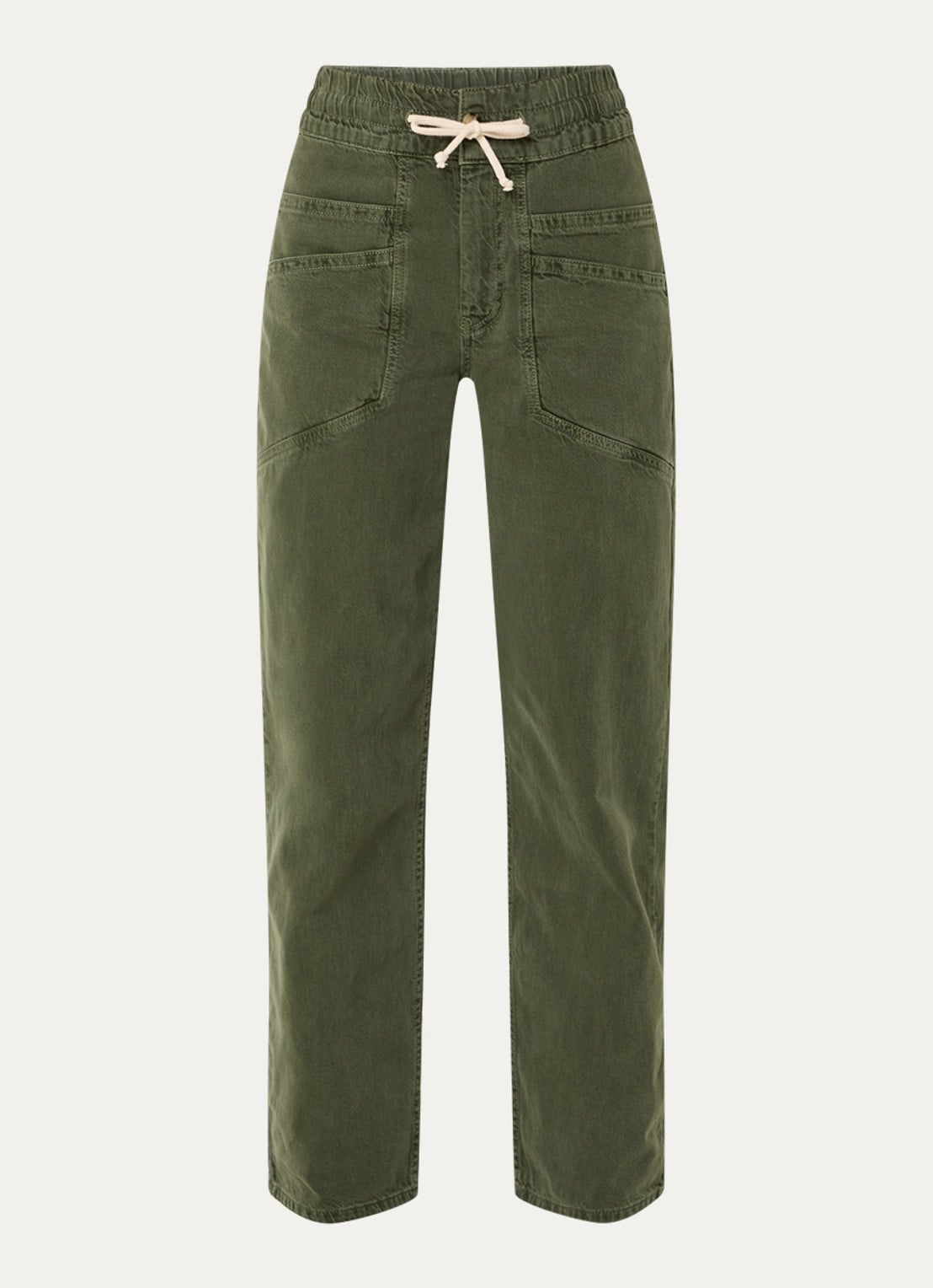 ba&sh Fima high waist straight fit broek met steekzakken - voorkant 2 donkergroen
