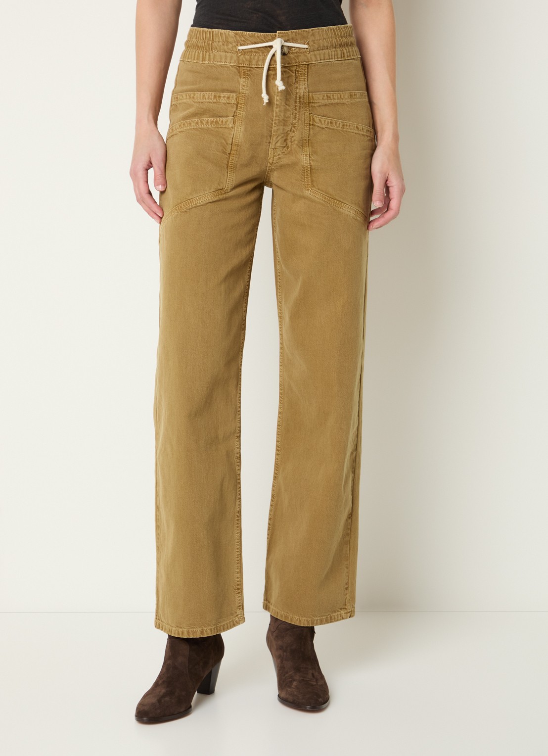 ba&sh Fima high waist straight leg broek met steekzakken - detail 3 camel
