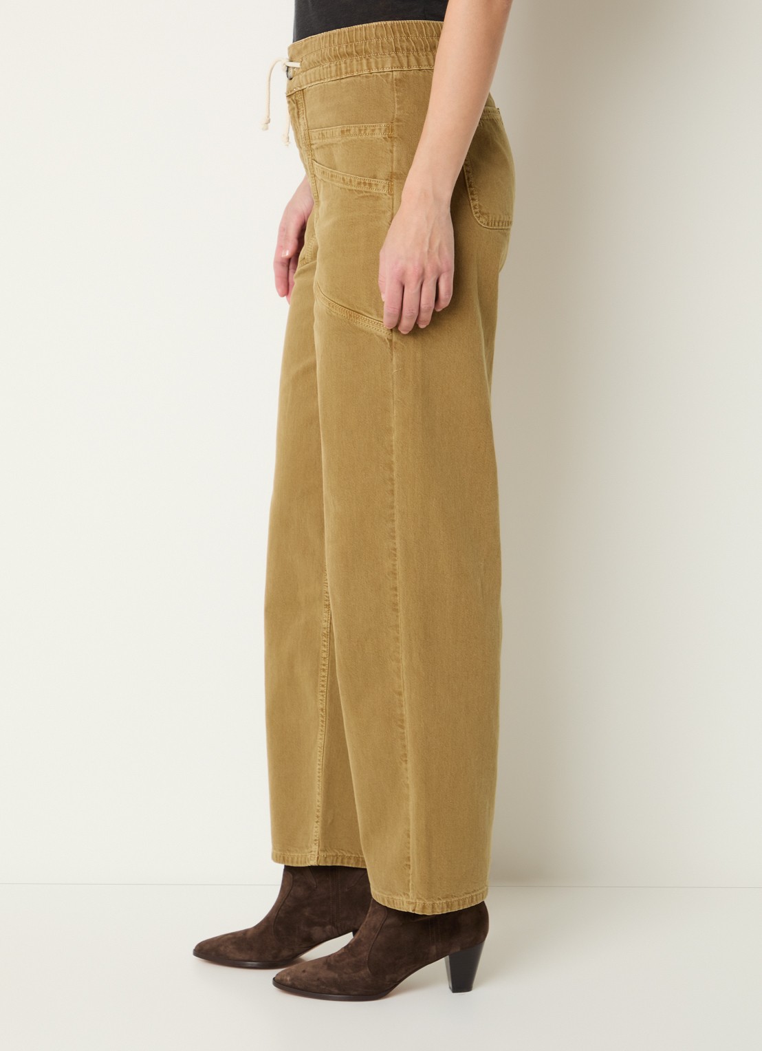 ba&sh Fima high waist straight leg broek met steekzakken - detail 4 camel