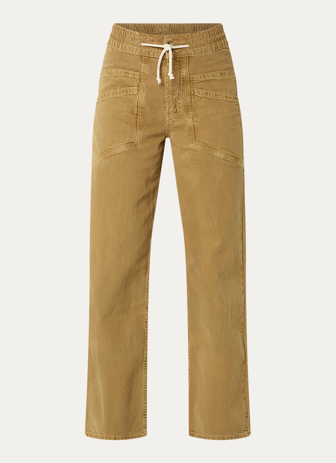 ba&sh Fima high waist straight leg broek met steekzakken - voorkant camel