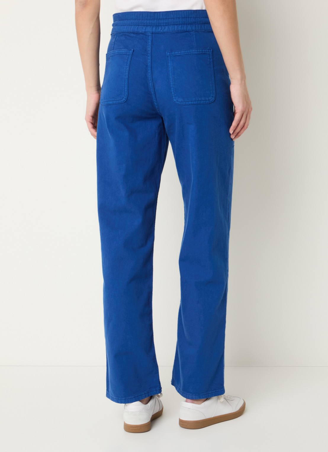 ba&sh Fima high waist straight leg broek met steekzakken - achterkant blauw