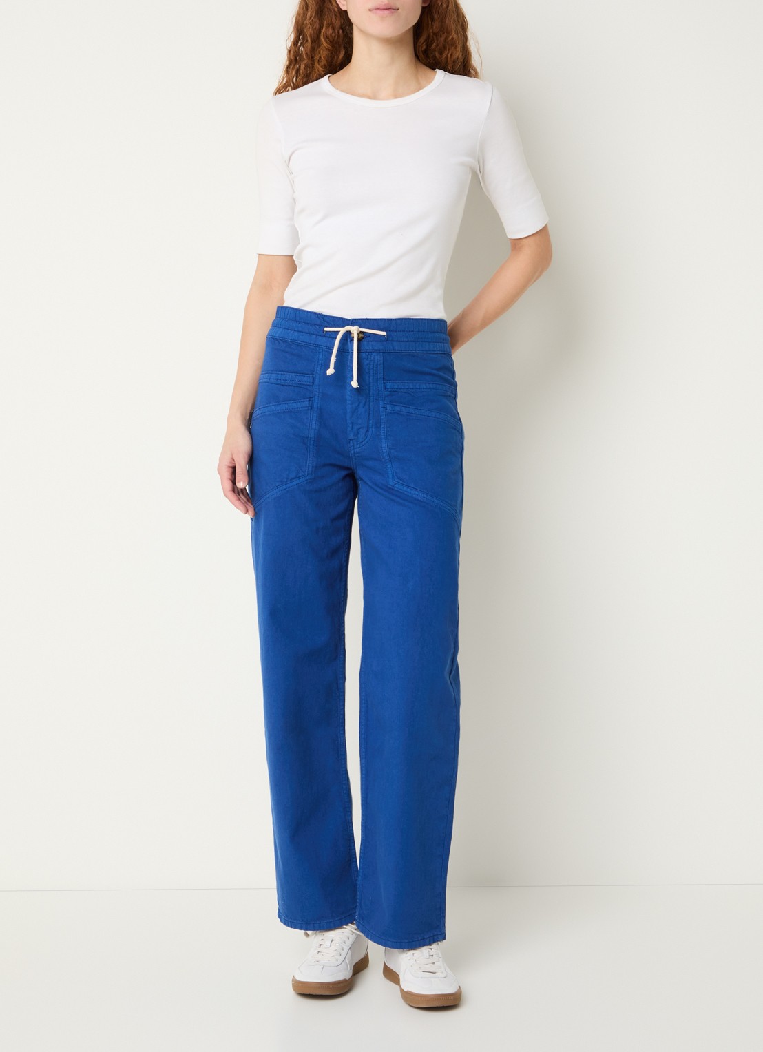 ba&sh Fima high waist straight leg broek met steekzakken - voorkant 5 blauw