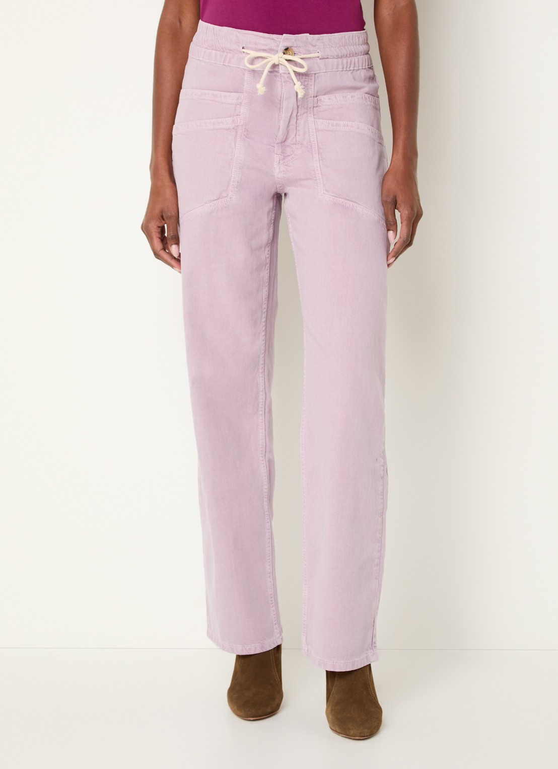 ba&sh Fima high waist straight leg broek met steekzakken - detail 2 lichtpaars
