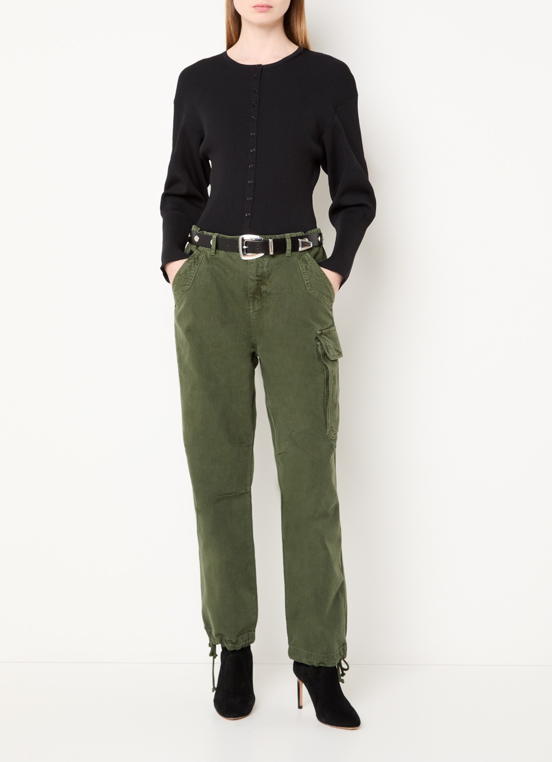 ba&sh Fino high waist tapered jeans met gekleurde wassing - voorkant 2 khaki