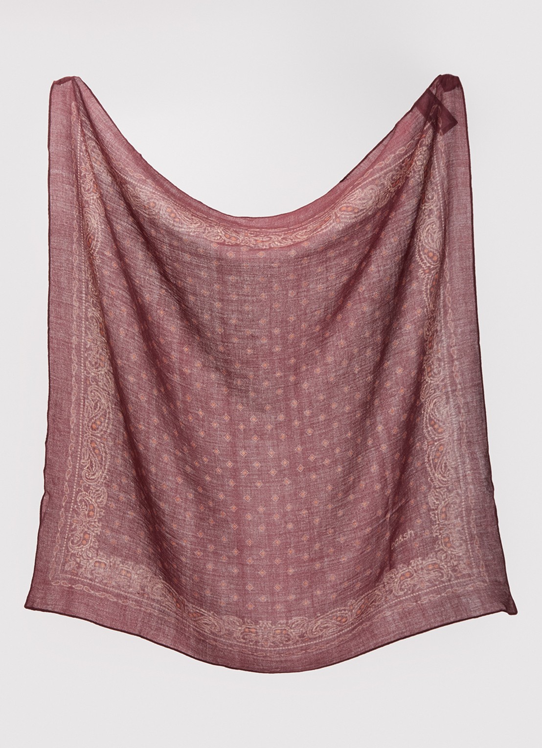 ba&sh Foulard sjaal in zijdeblend met paisley dessin 85 x 85 cm - detail 2 bordeauxrood