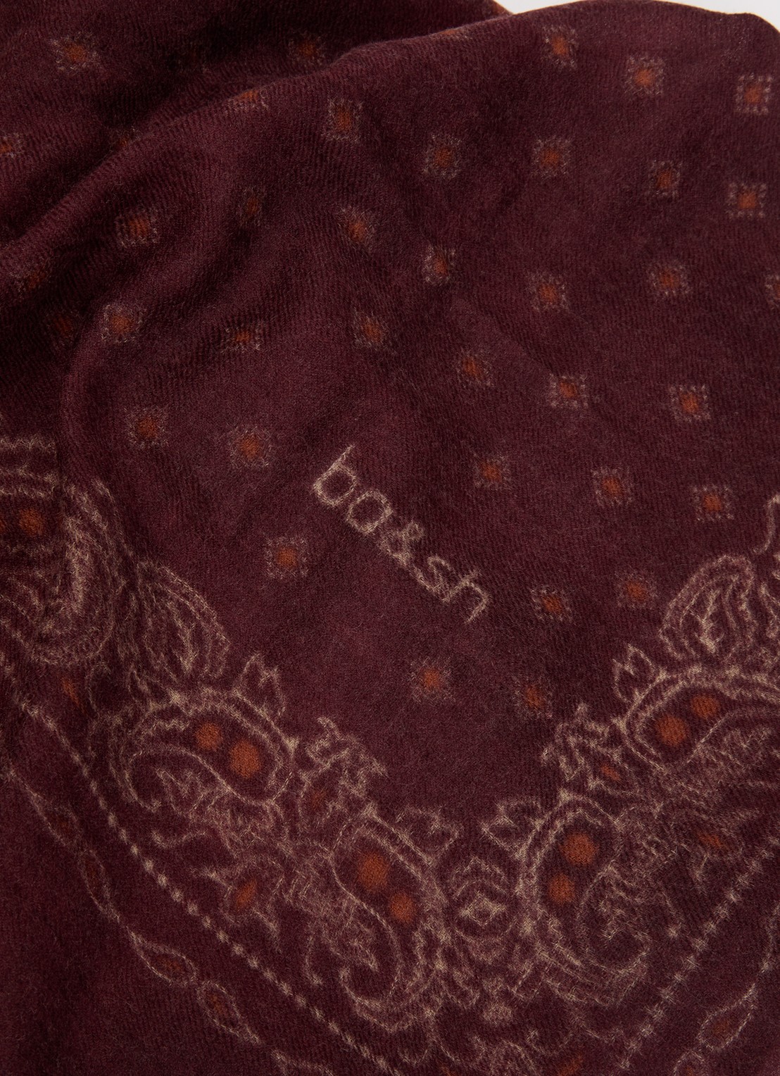 ba&sh Foulard sjaal in zijdeblend met paisley dessin 85 x 85 cm - detail 3 bordeauxrood