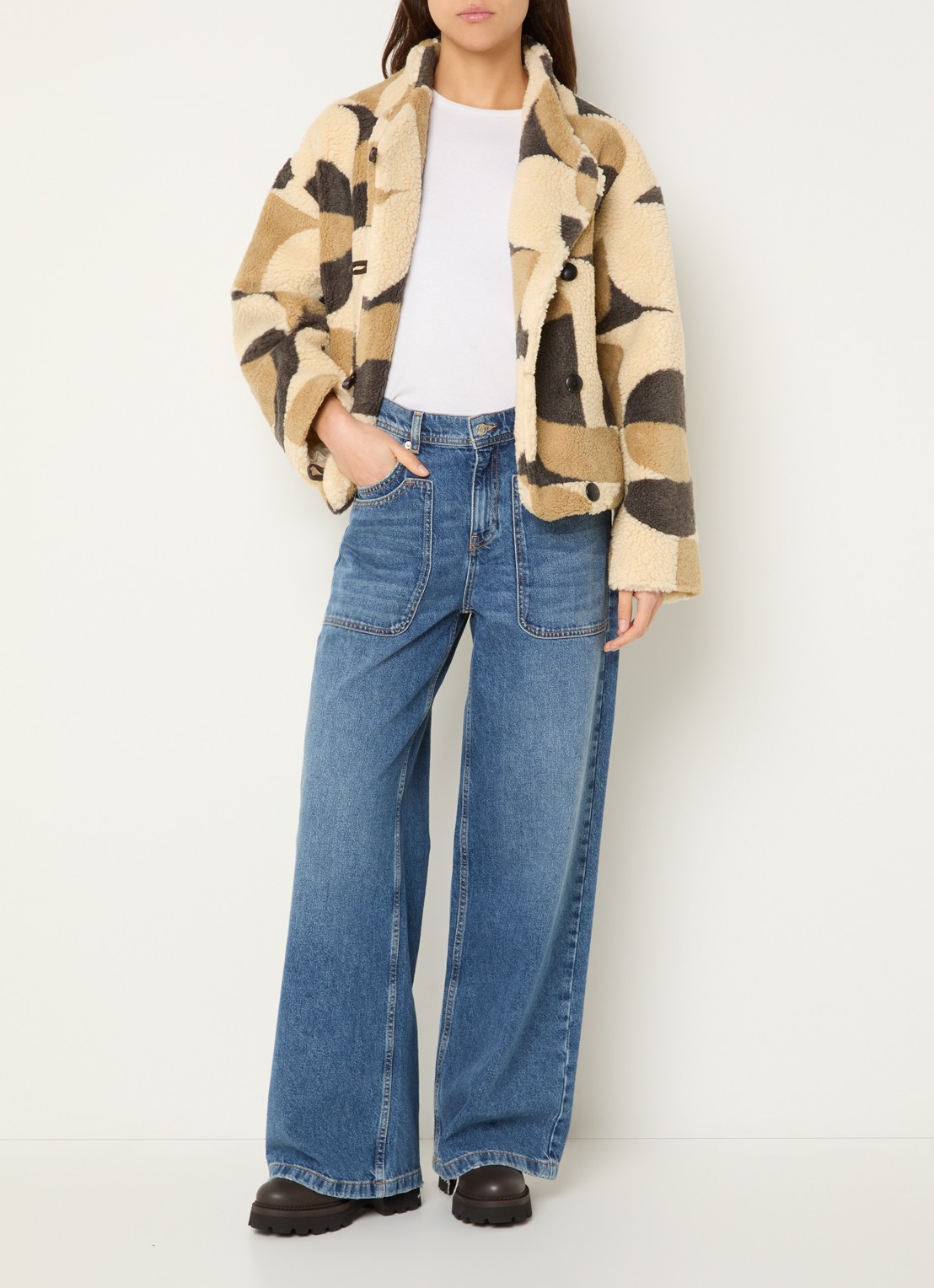 ba&sh Futura jack van teddy met print - voorkant 2 creme