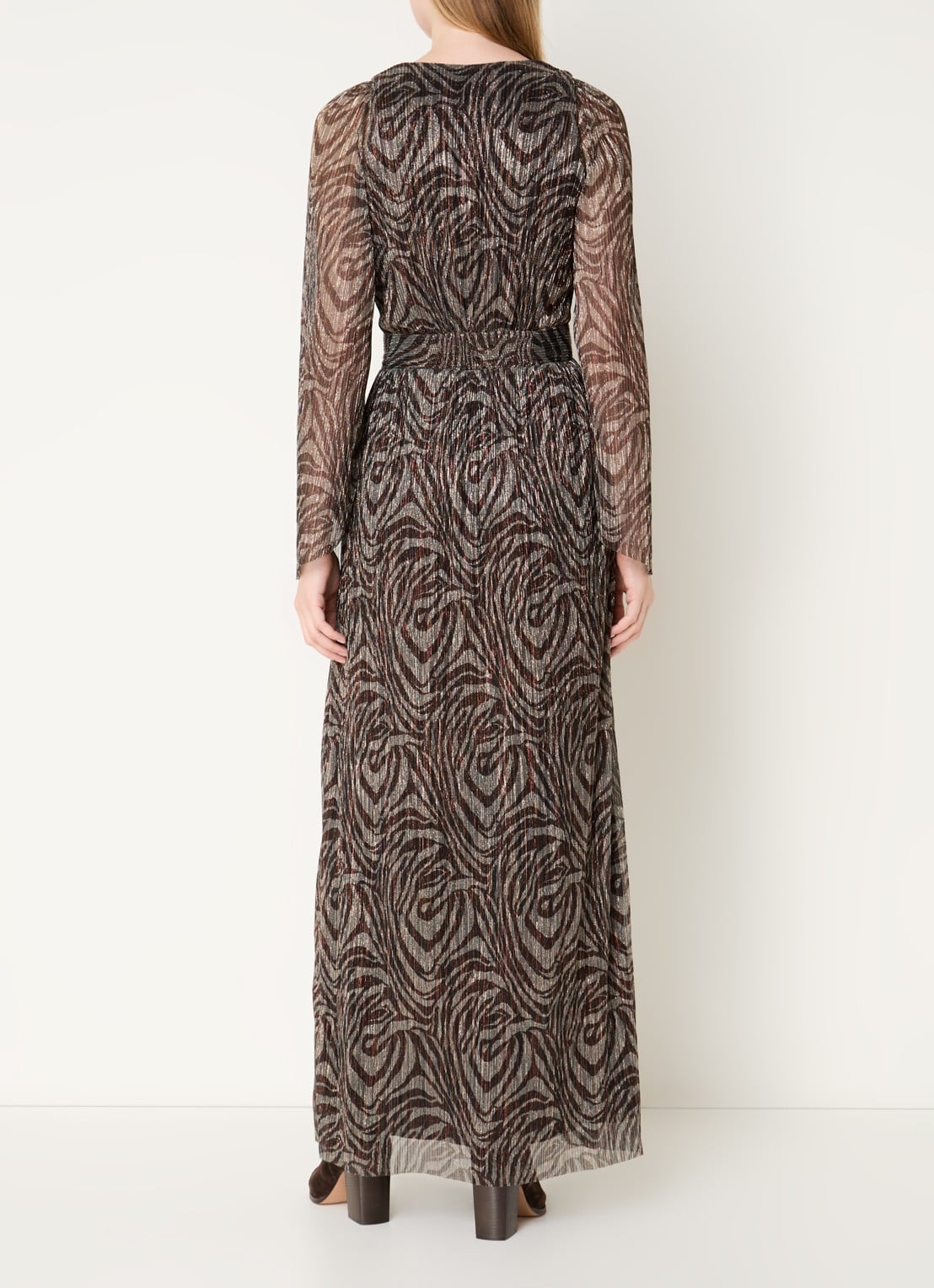 ba&sh Gaelle maxi jurk met cut-out detail en lurex - achterkant 5 lichtgrijs