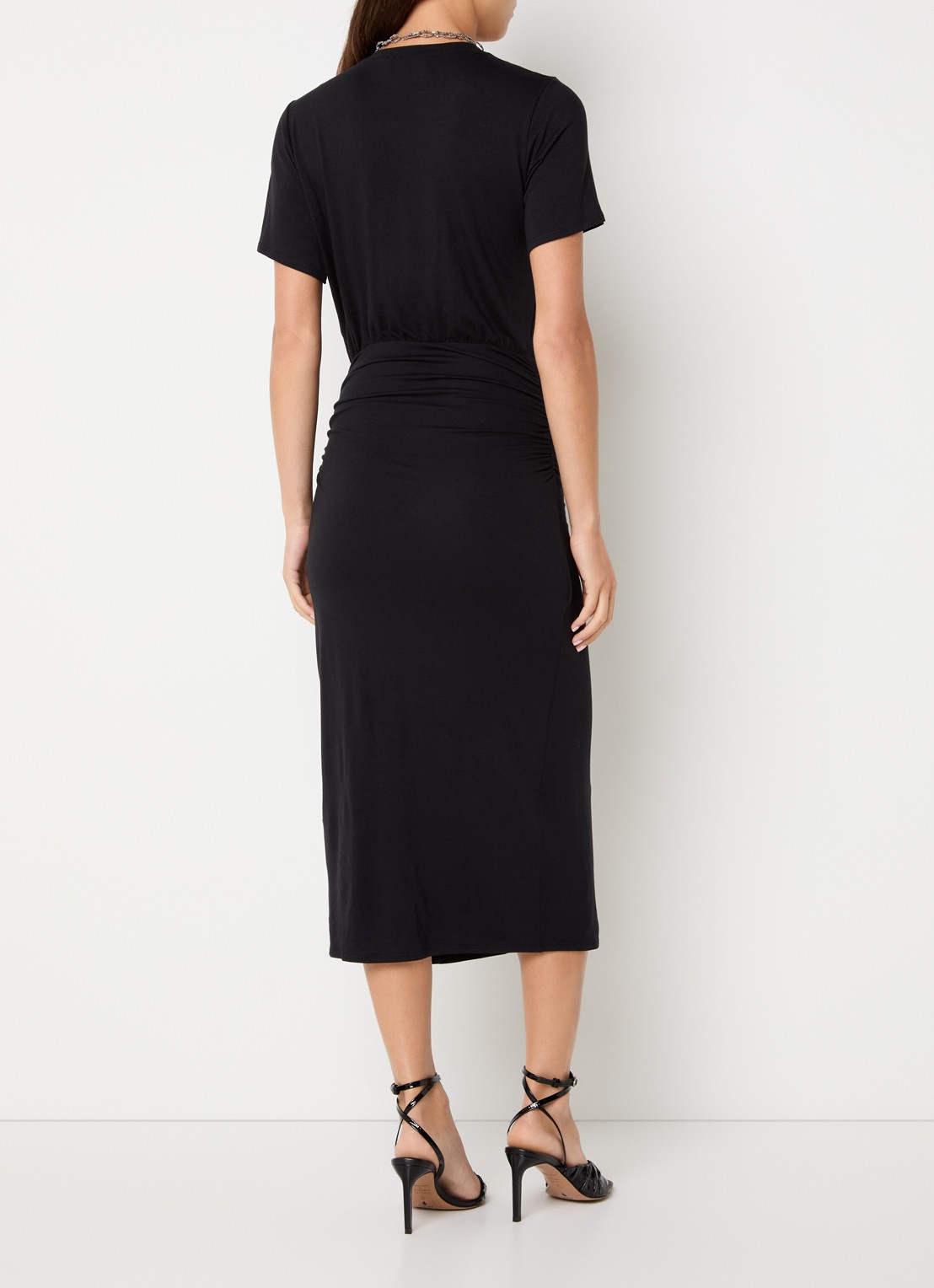 ba&sh Galtea asymmetrische midi jurk van jersey met split - achterkant zwart