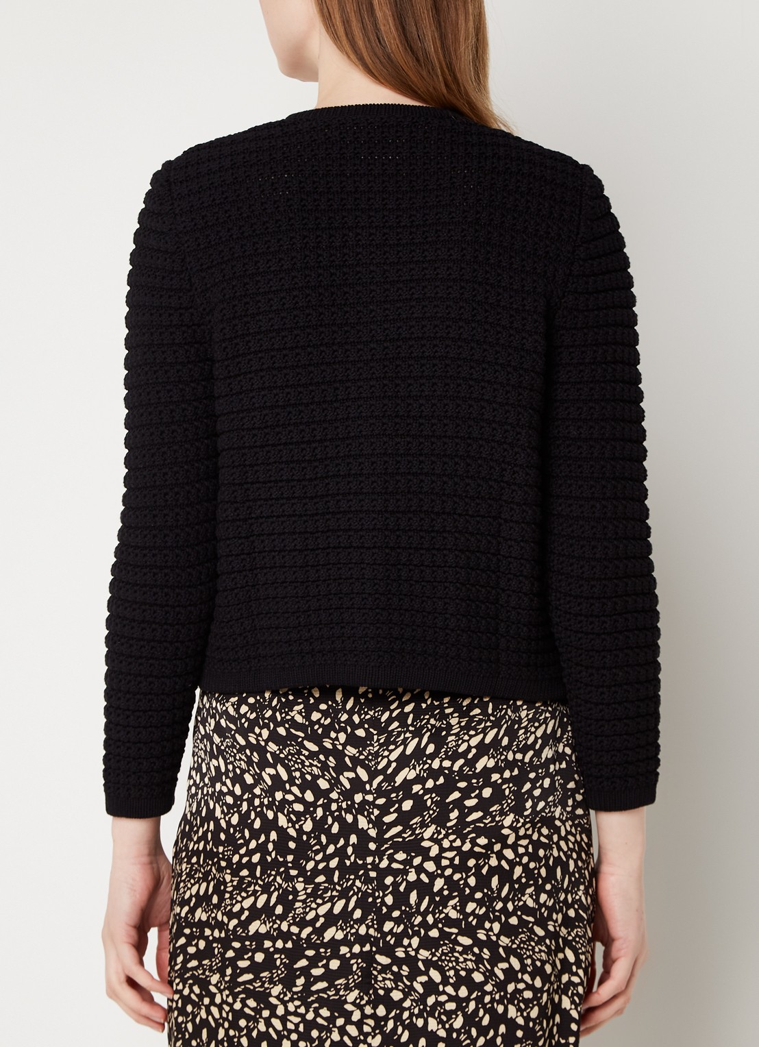 Ba&sh Gaspard grofgebreid cropped vest met schoudervulling - achterkant 4 zwart
