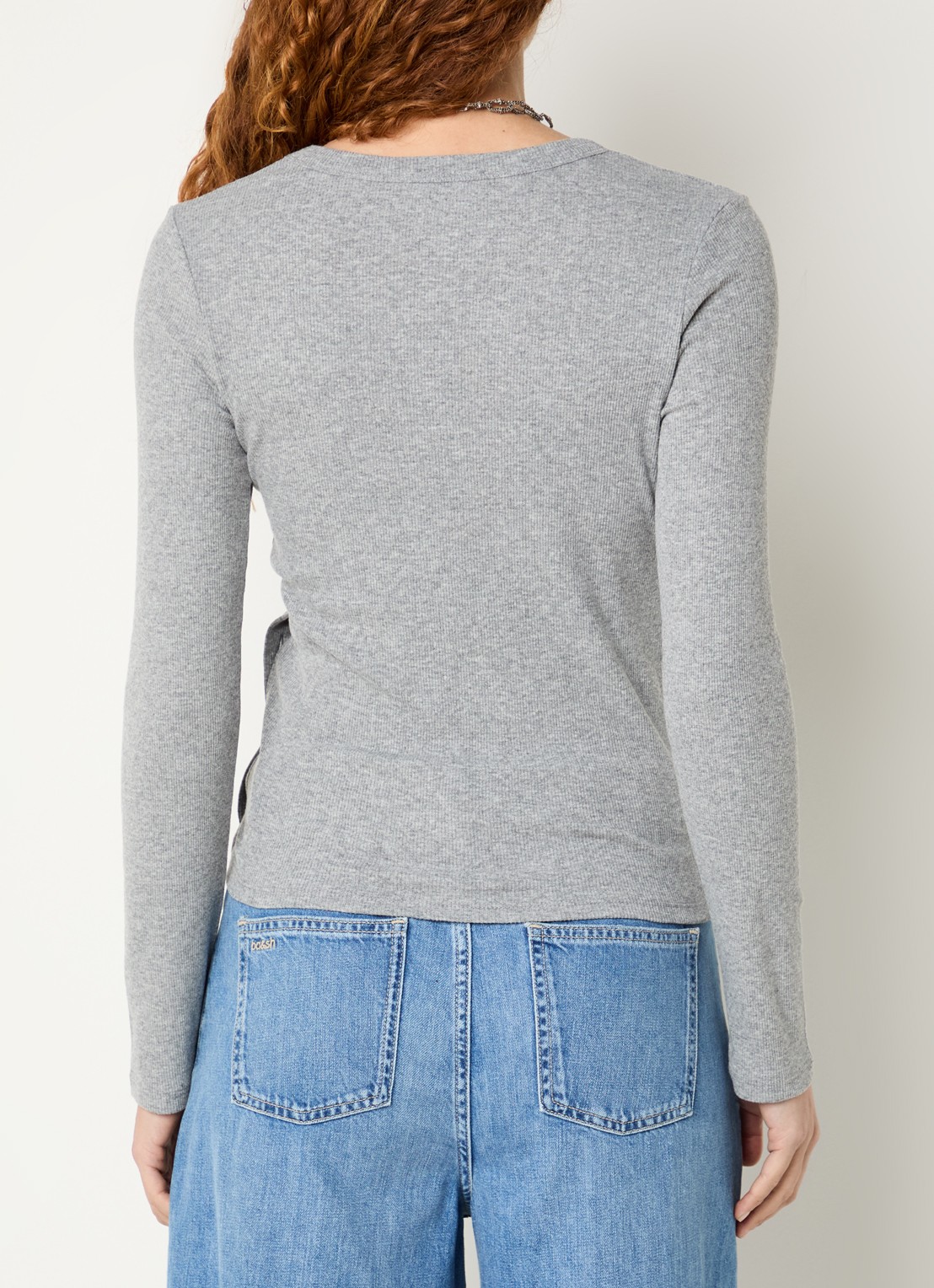 ba&sh Giulia longsleeve met knoopdetail - achterkant 4 grijs