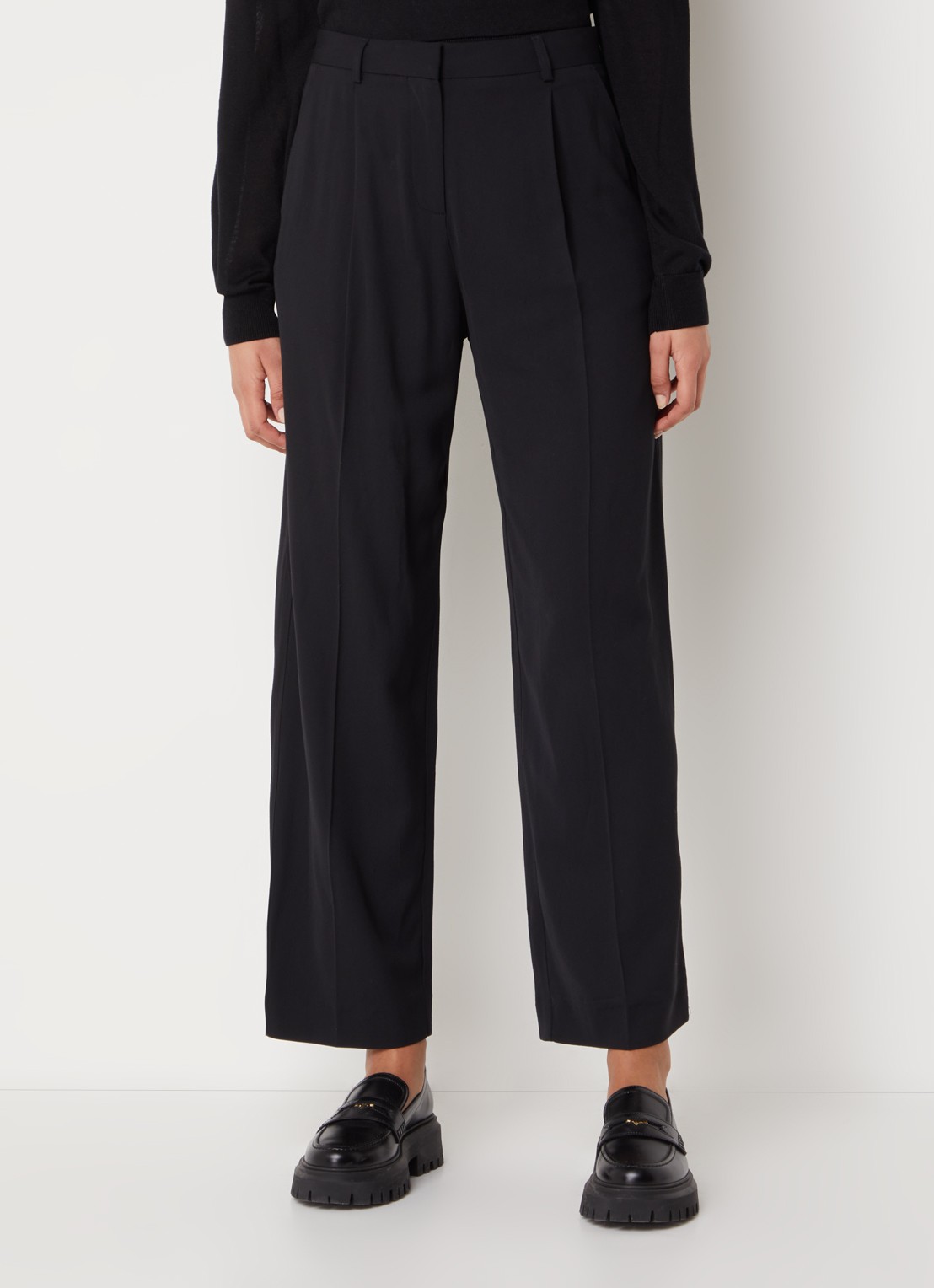 ba&sh Gona high waist wide fit pantalon met plooidetail - detail 4 zwart