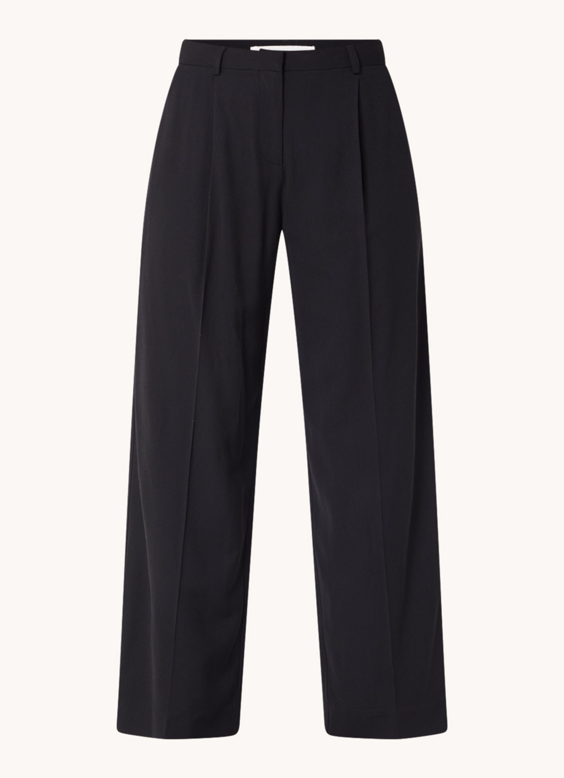 ba&sh Gona high waist wide fit pantalon met plooidetail - voorkant 2 zwart