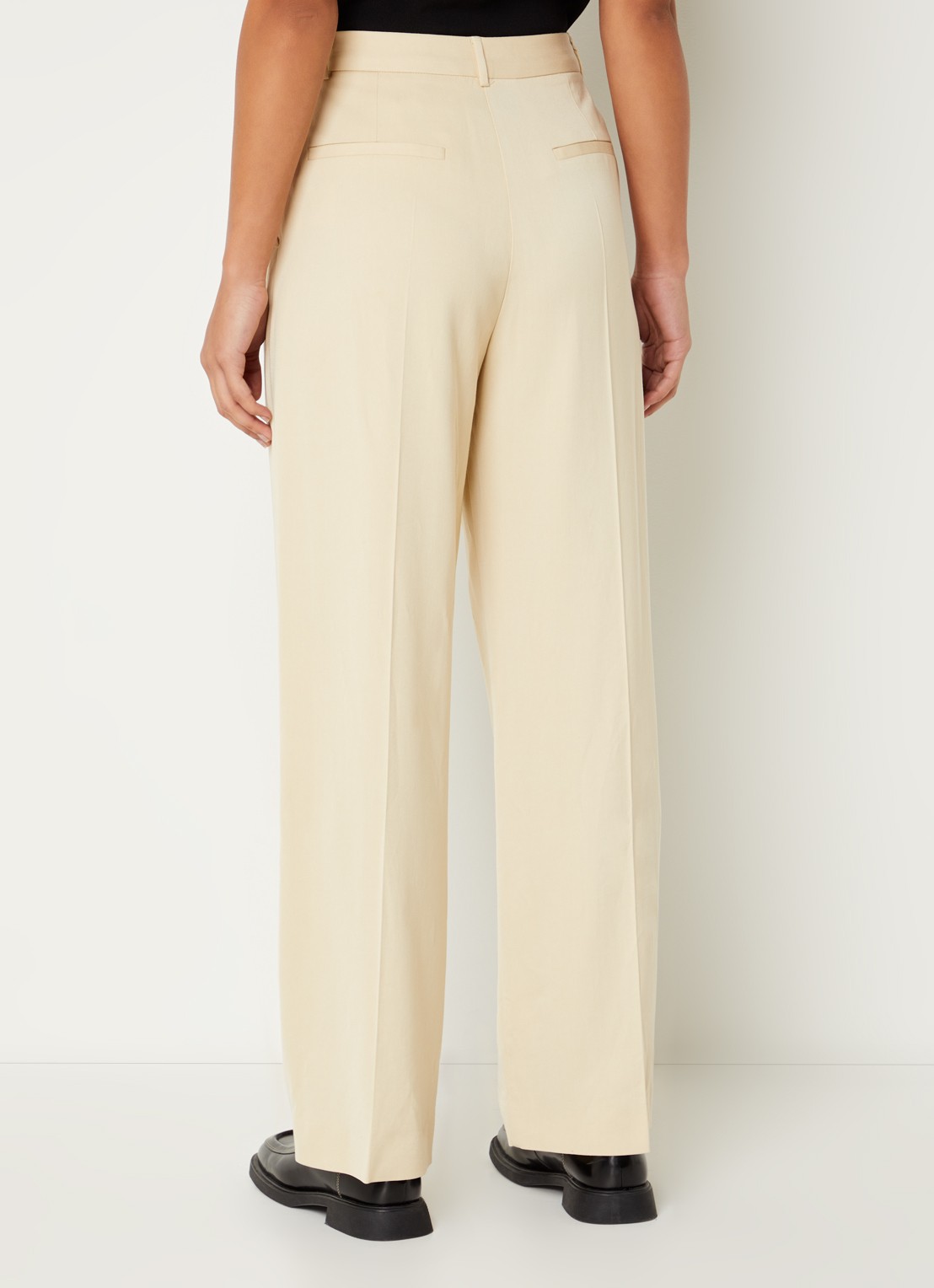 ba&sh Gona high waist wide fit pantalon met plooidetail - achterkant 2 beige